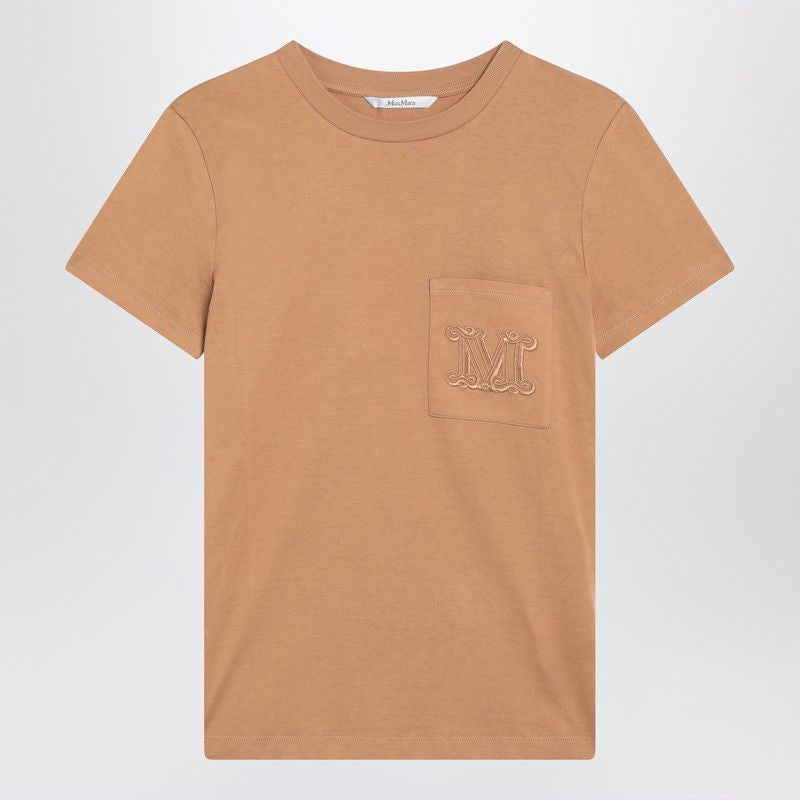 MAX MARA Essential Cotton T-Shirt with Logo Pocket - Short Sleeve