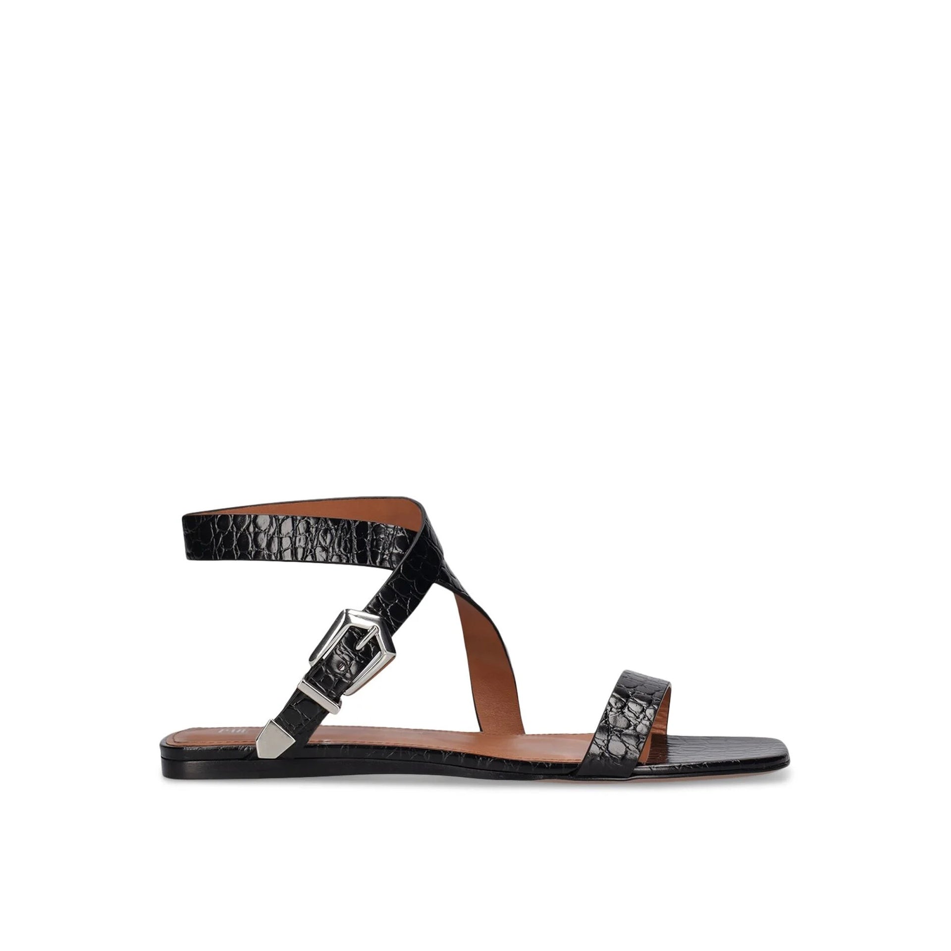 PARIS TEXAS Elegant Mini Croco Flat Sandals for Women