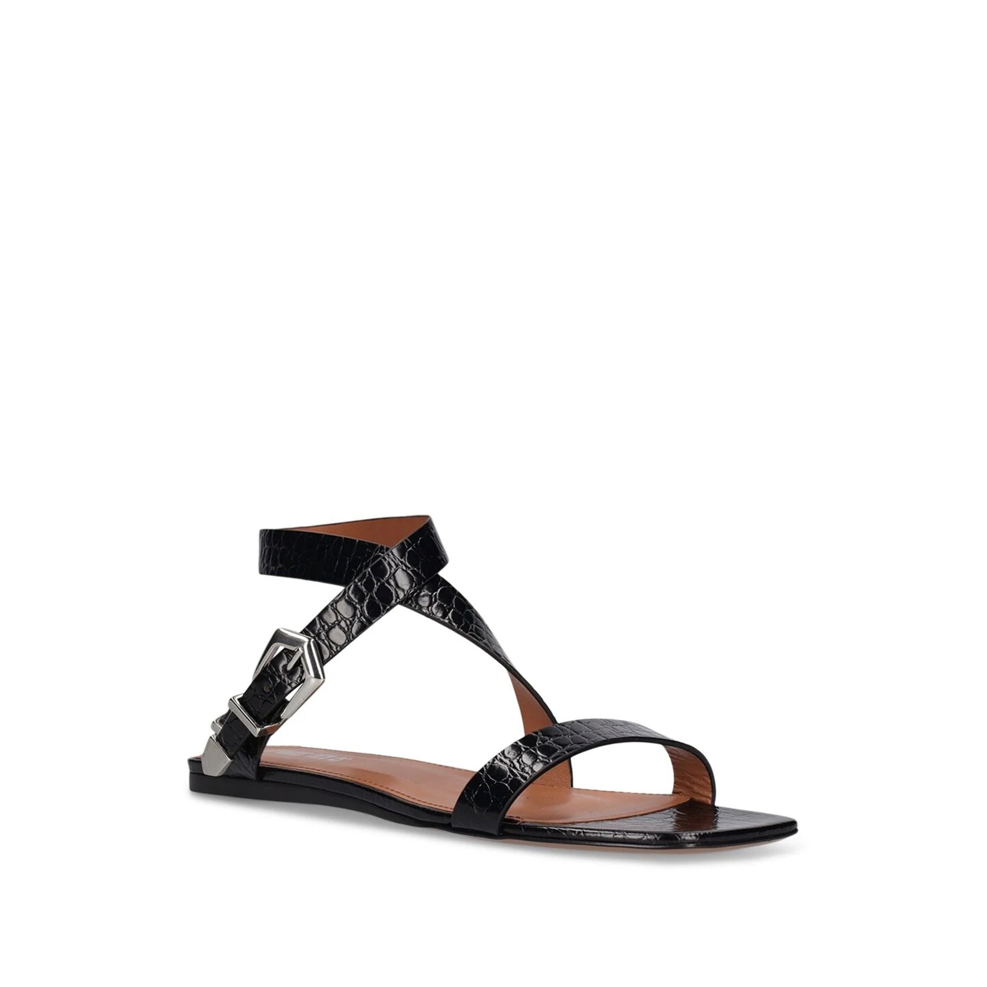 PARIS TEXAS Elegant Mini Croco Flat Sandals for Women