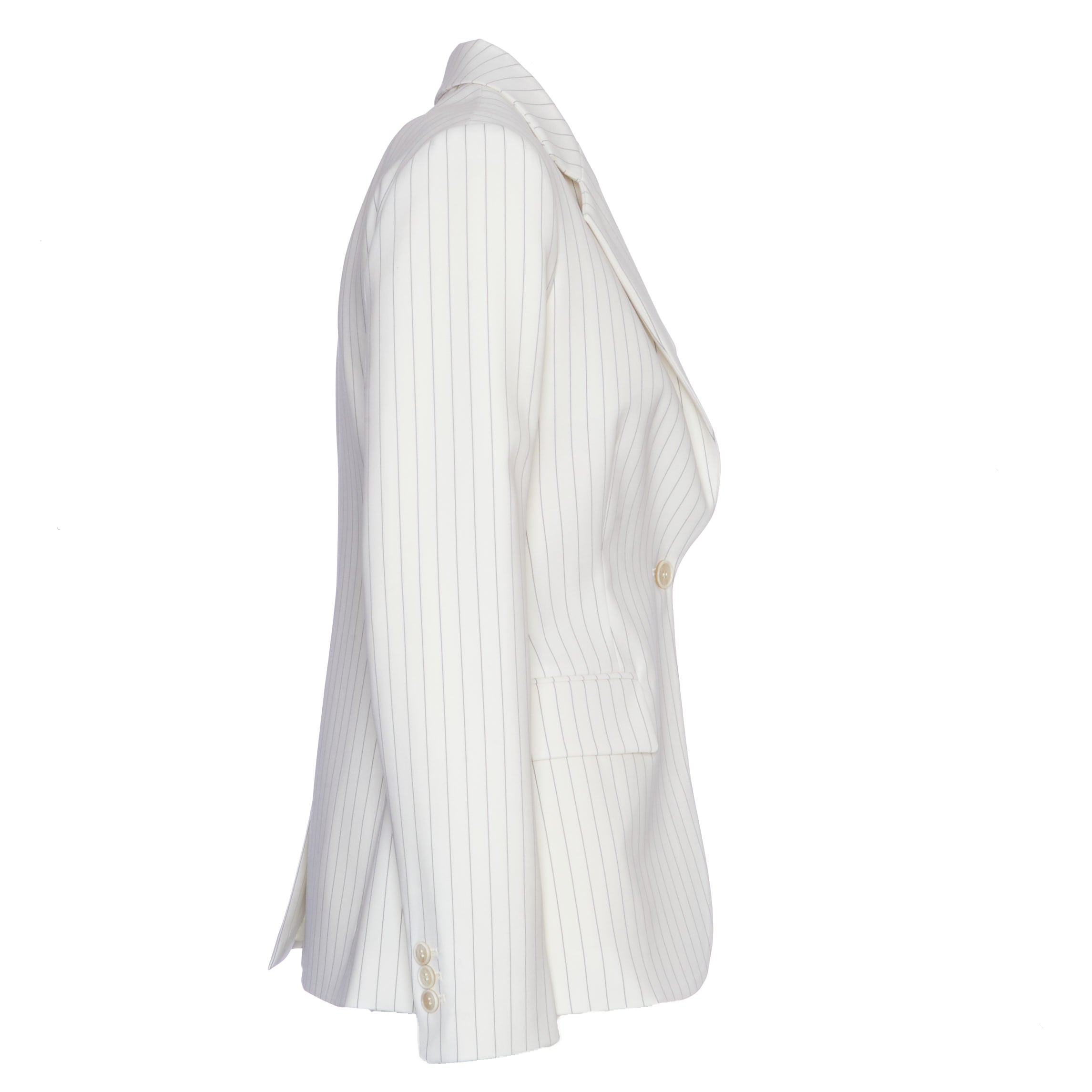 PAROSH Single-Breasted Pinstriped Blazer - 68 cm Length