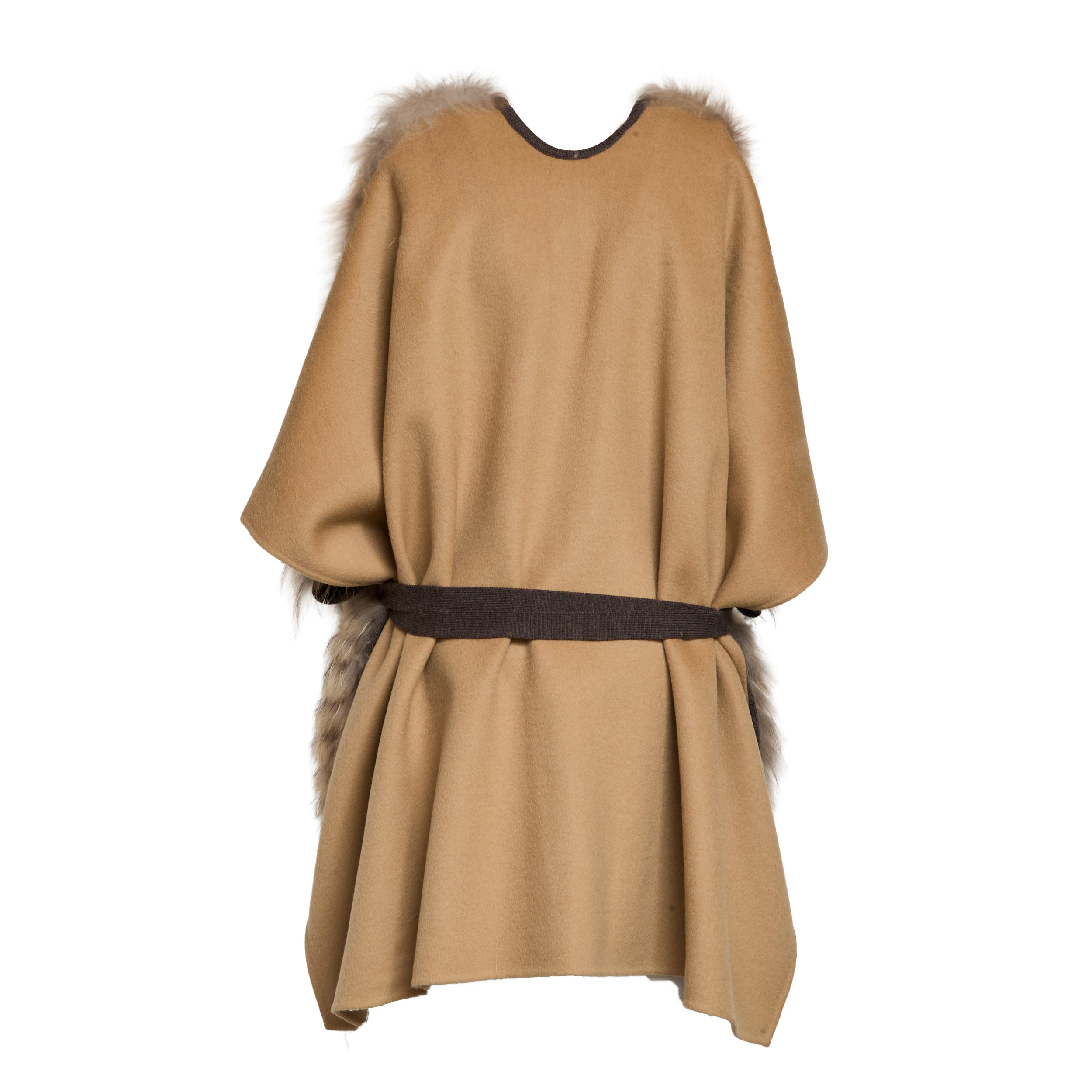 PAROSH Sleeveless Cape-Style Gilet with Faux Fur Front