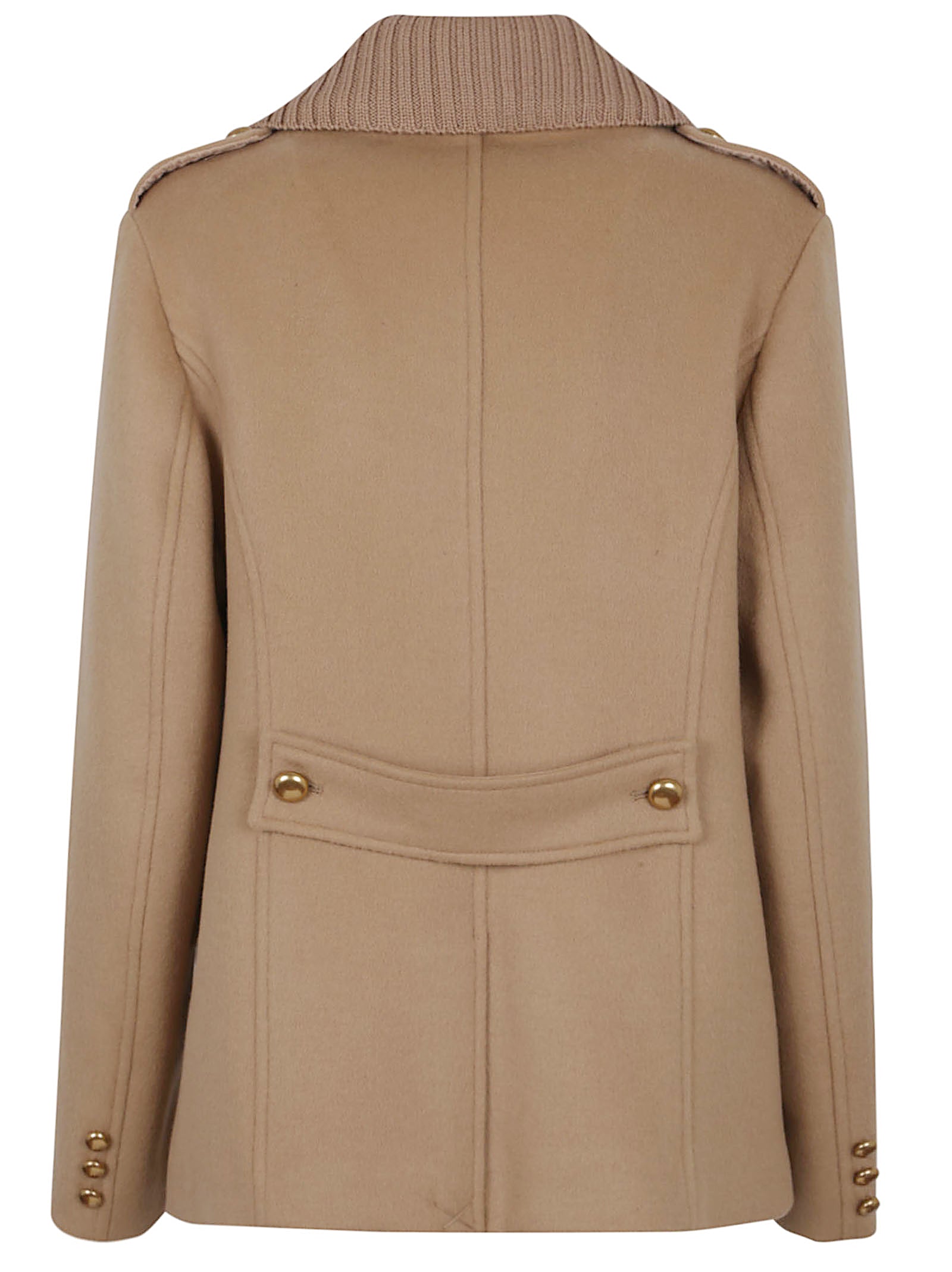 PAROSH Elegant Wool Jacket with Ribbed Collar for Women - Regular Fit