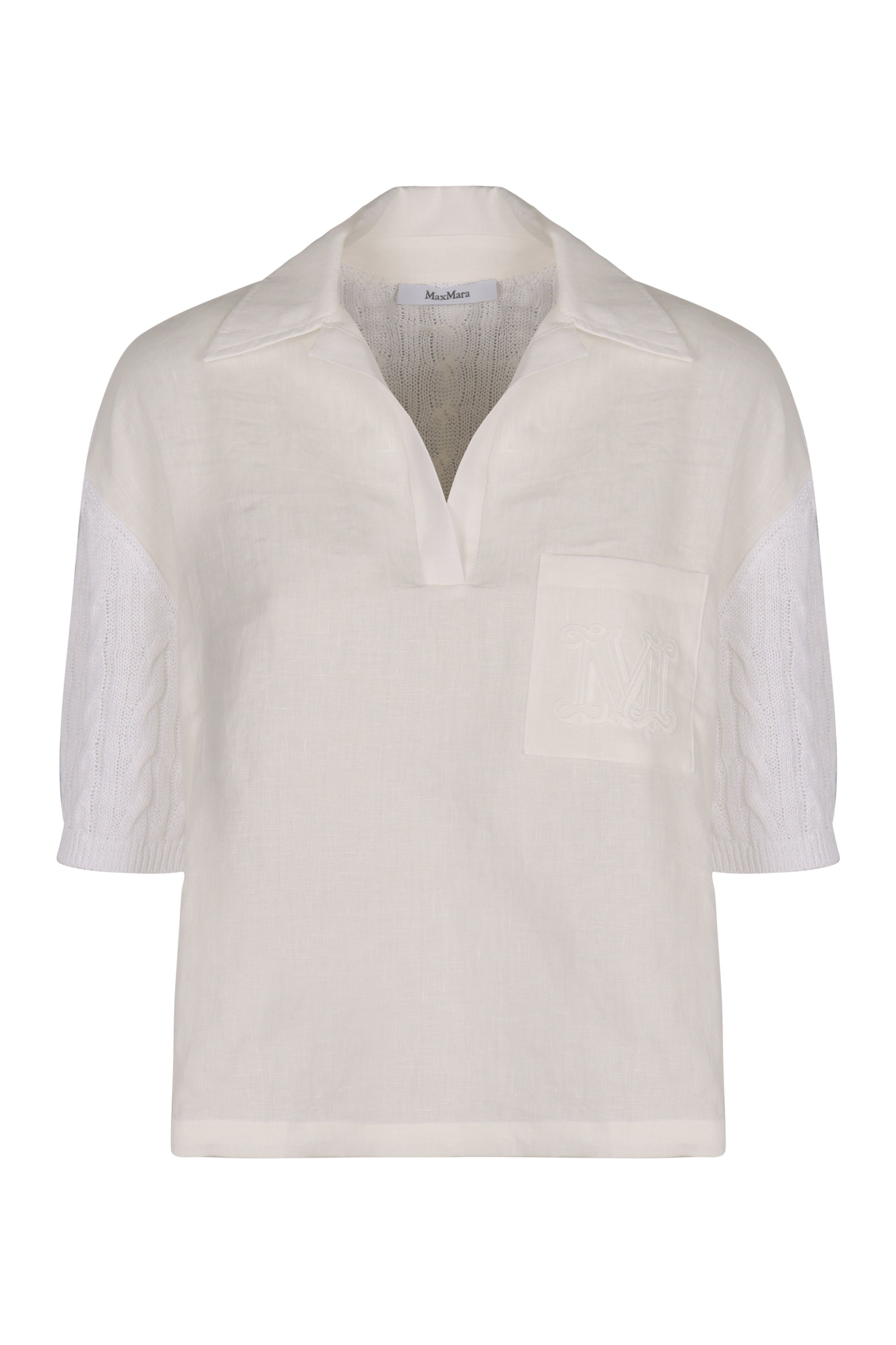 MAX MARA Linen Polo Shirt with Front Pocket for Women