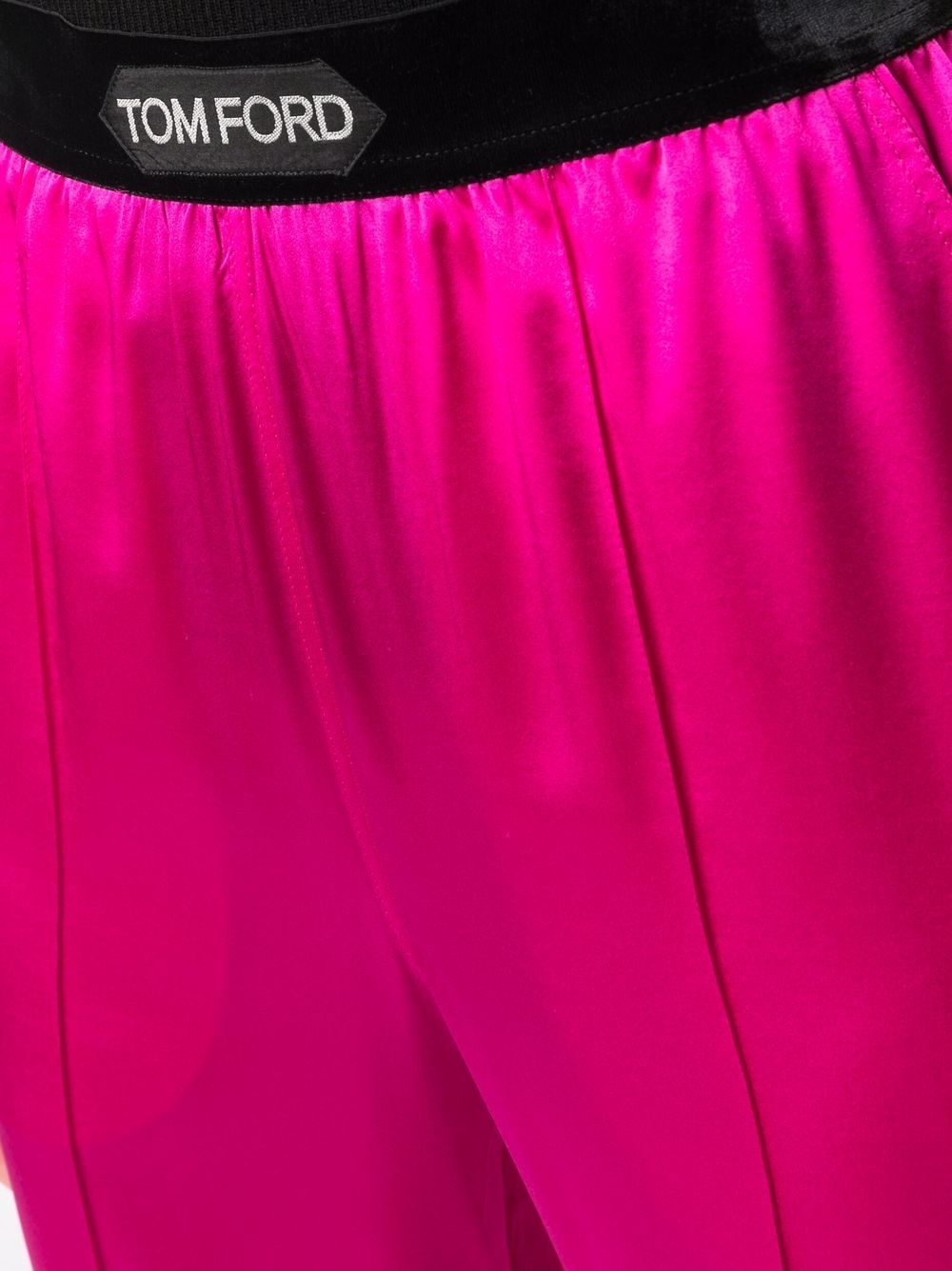 TOM FORD High-Waisted Silk Trousers with Velvet Trim