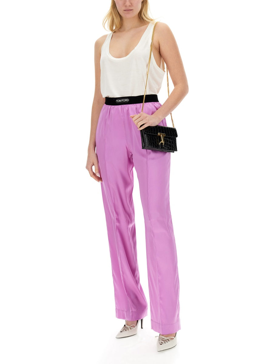 TOM FORD Elegant Regular Fit Pants in Luxurious Silk Blend - Size S
