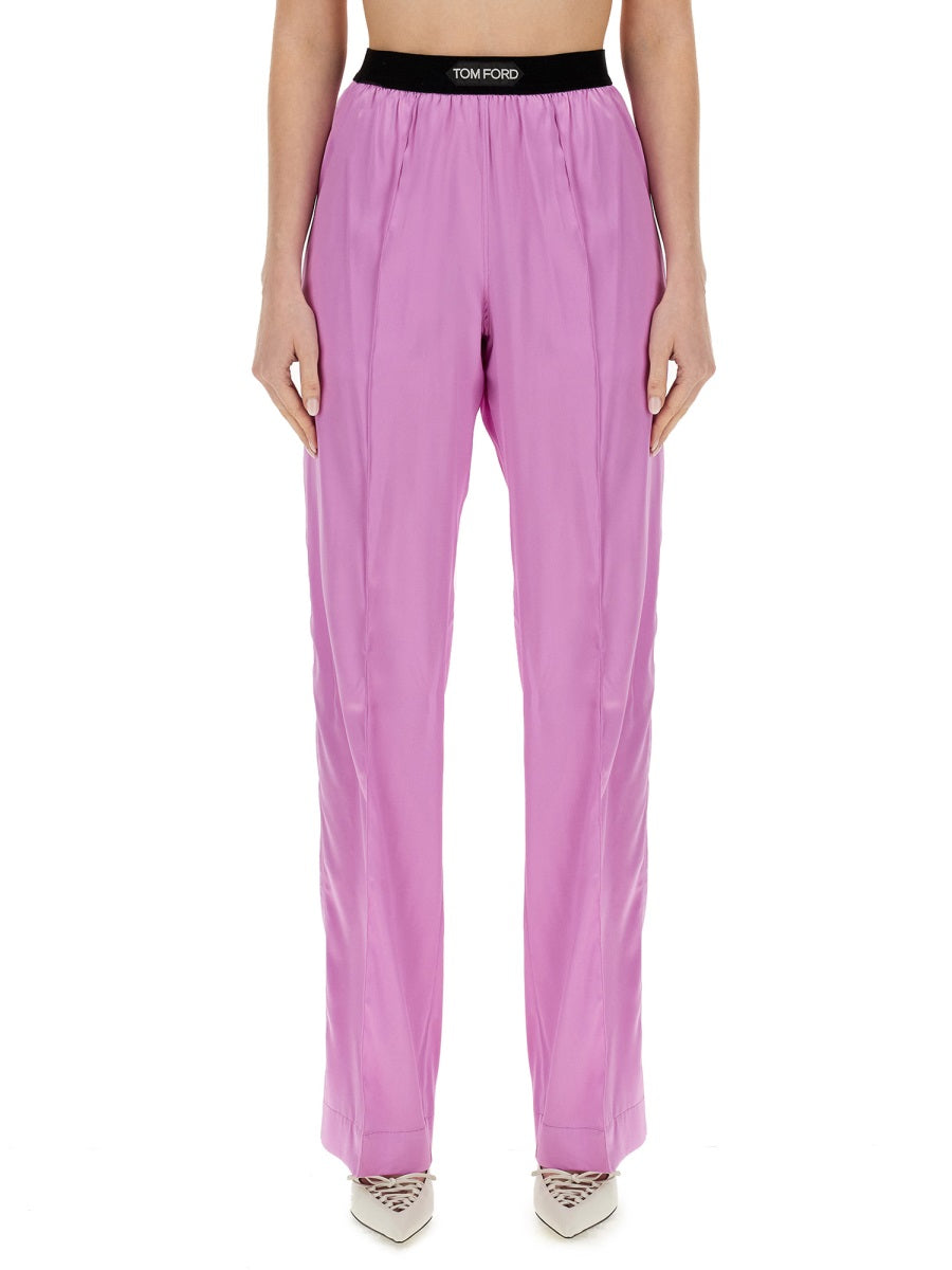 TOM FORD Elegant Regular Fit Pants in Luxurious Silk Blend - Size S