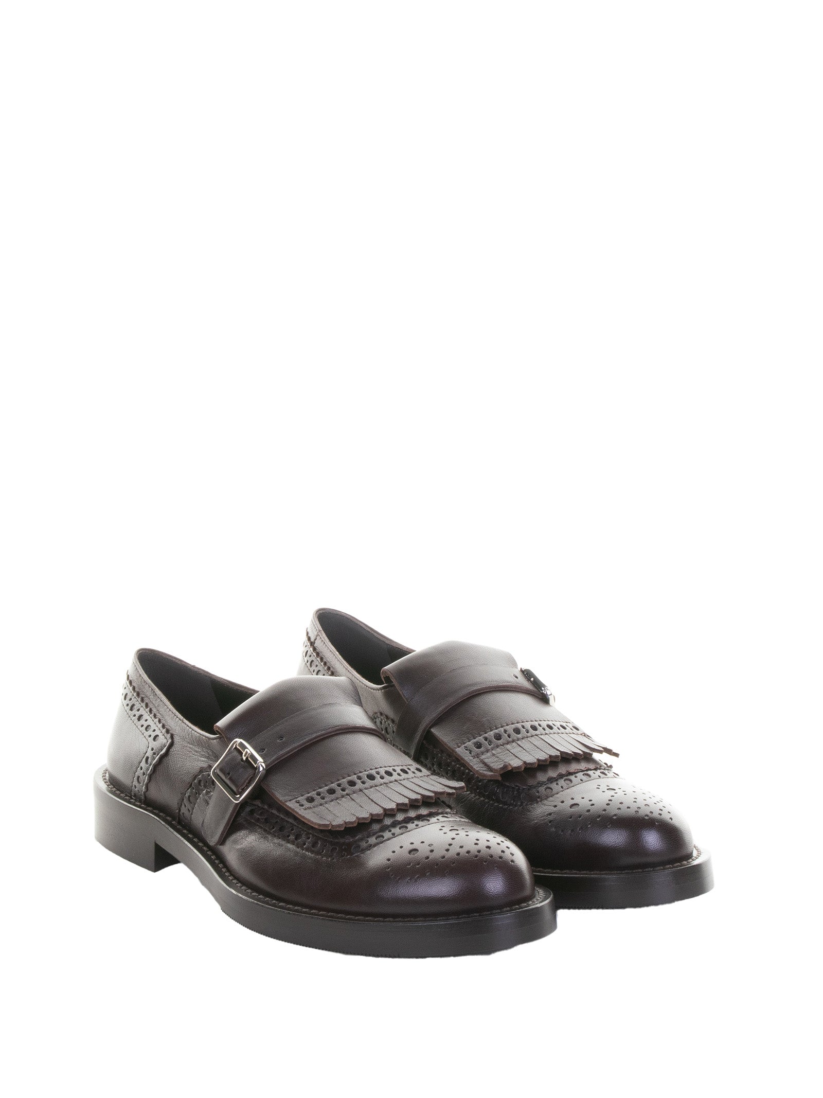 GUGLIELMO ROTTA Leather Moccasin with Fringe and Buckle