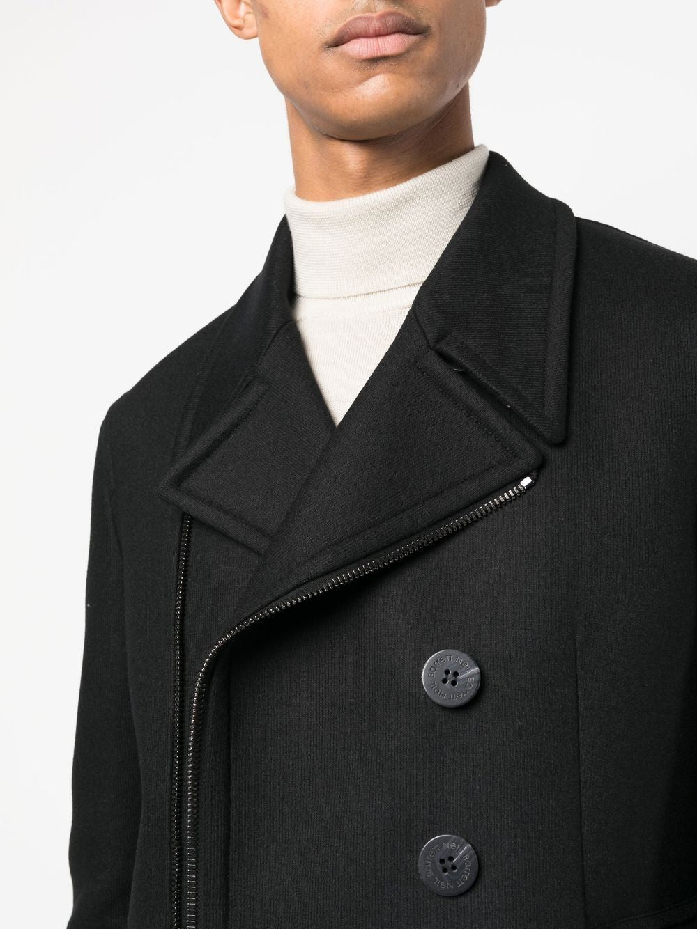 NEIL BARRETT Slim Zip-Up Peacoat for Men