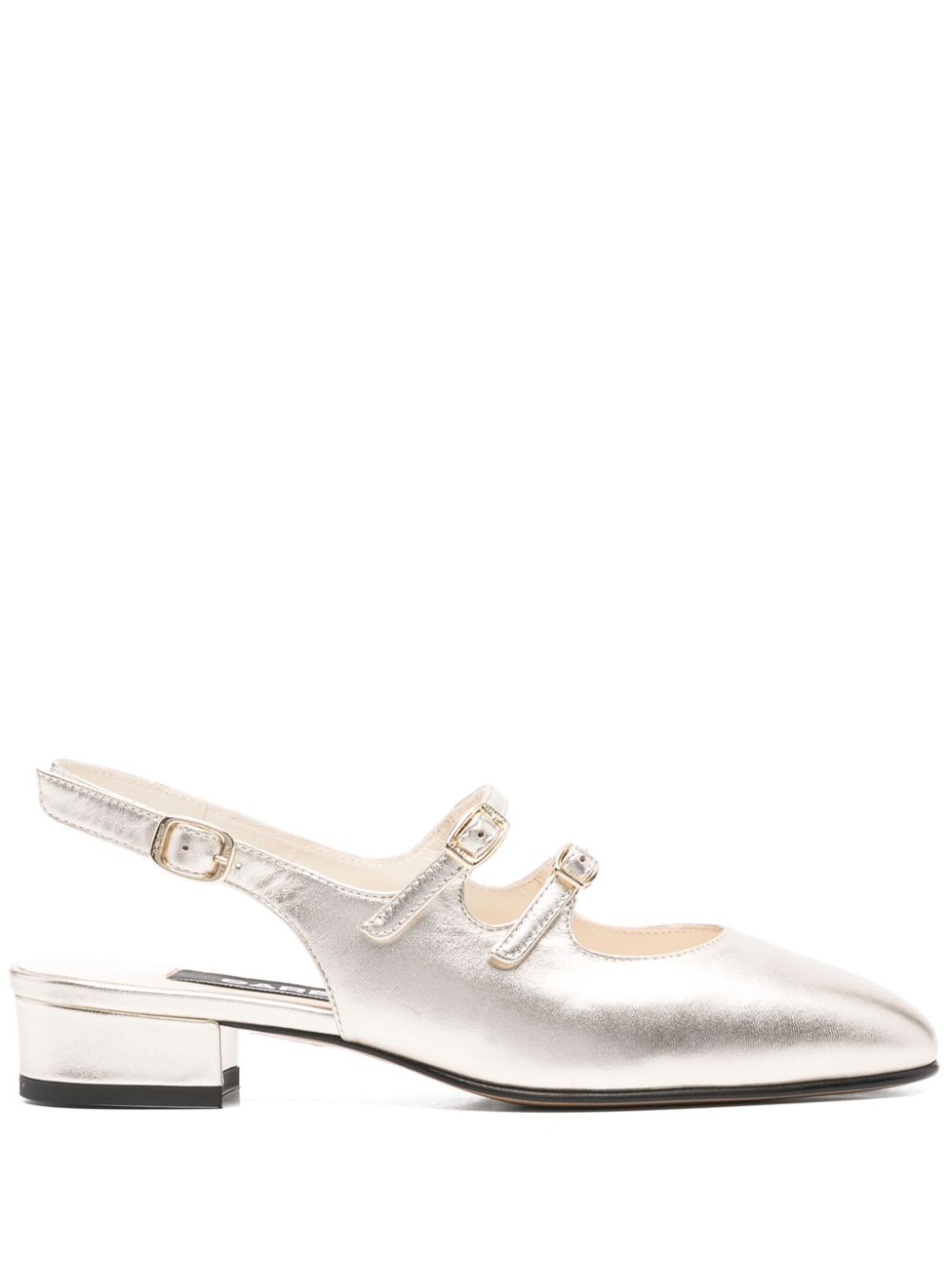 CAREL PARIS Laminated Leather Ballet Sandals with Buckle Straps