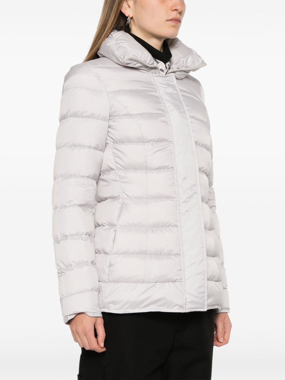 PEUTEREY Women's Goose Down Padded Quilted Front High Neck Jacket