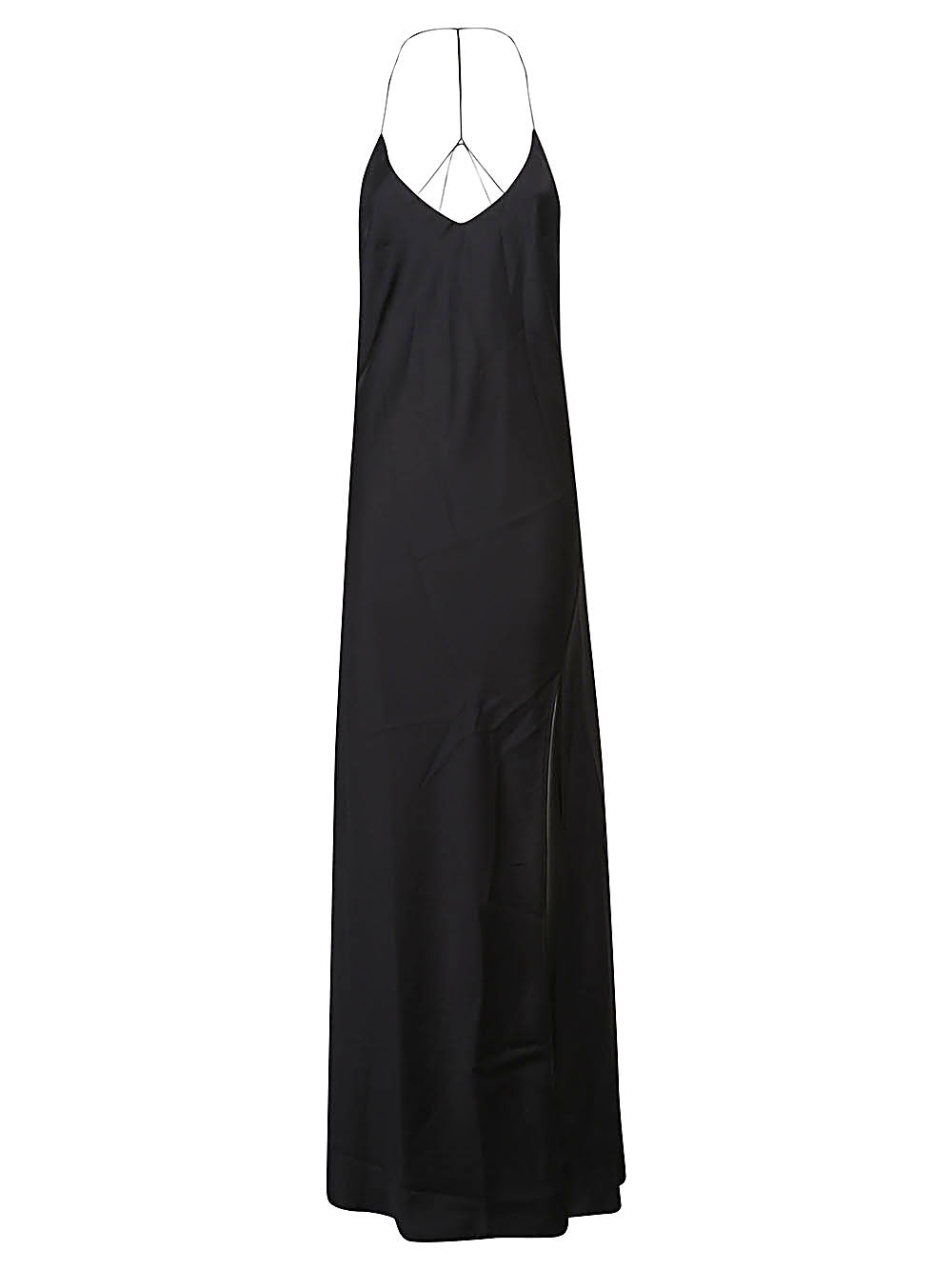 THE NINA STUDIO V-Neck Long Dress with Side Slit and Crossed Straps