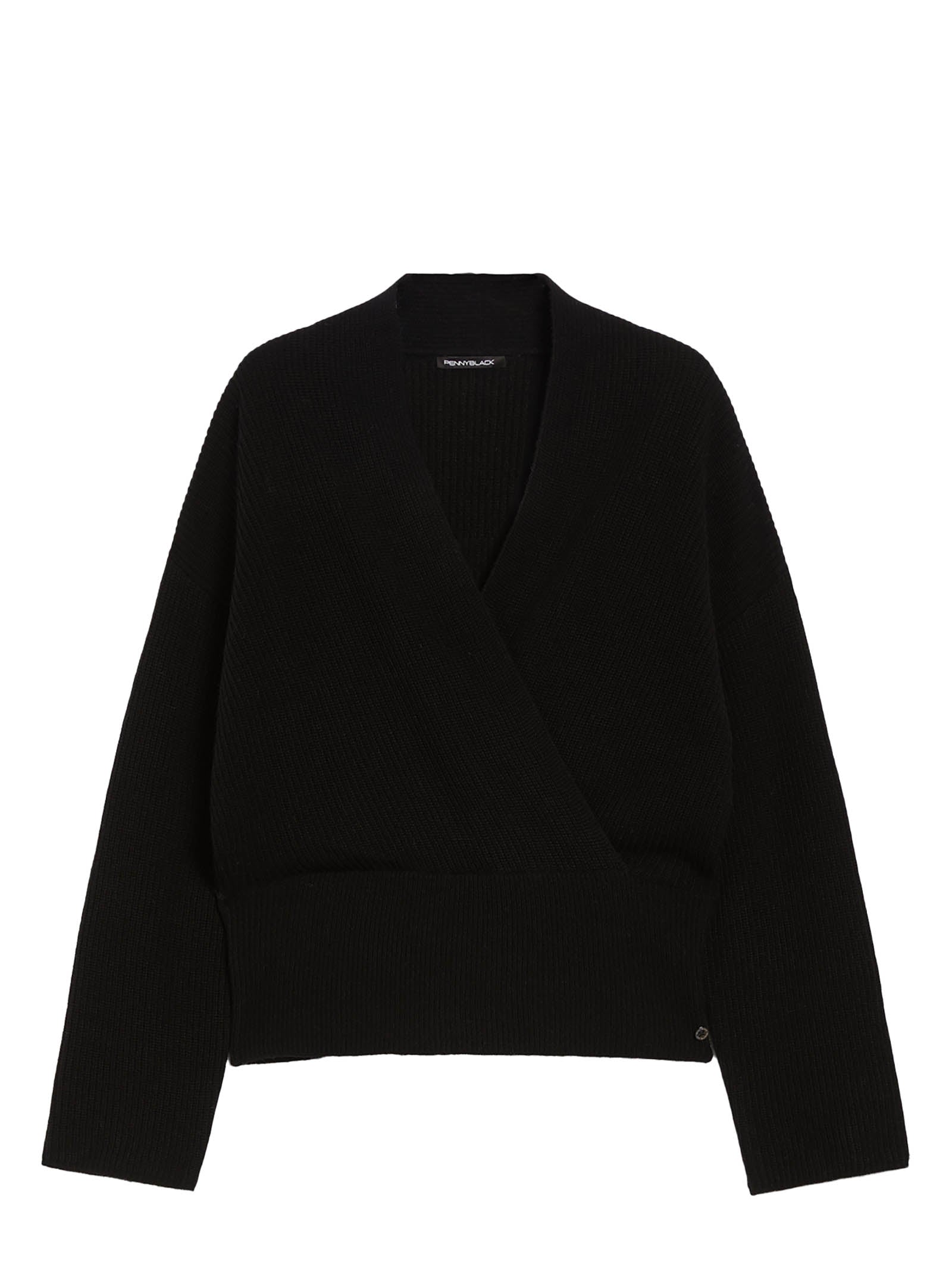 PENNYBLACK Stylish V-Neck Ribbed Knit Sweater for Women