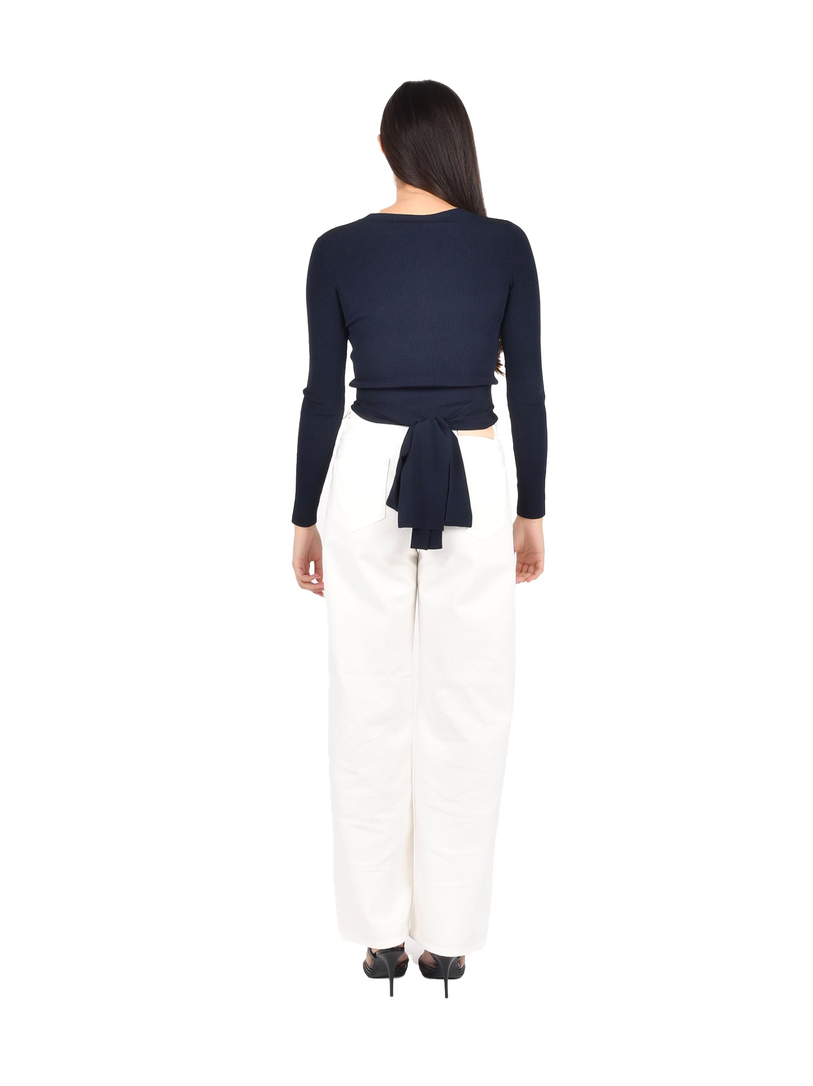 PENNYBLACK Ribbed Knit Sweater with Satin Sash - Women's