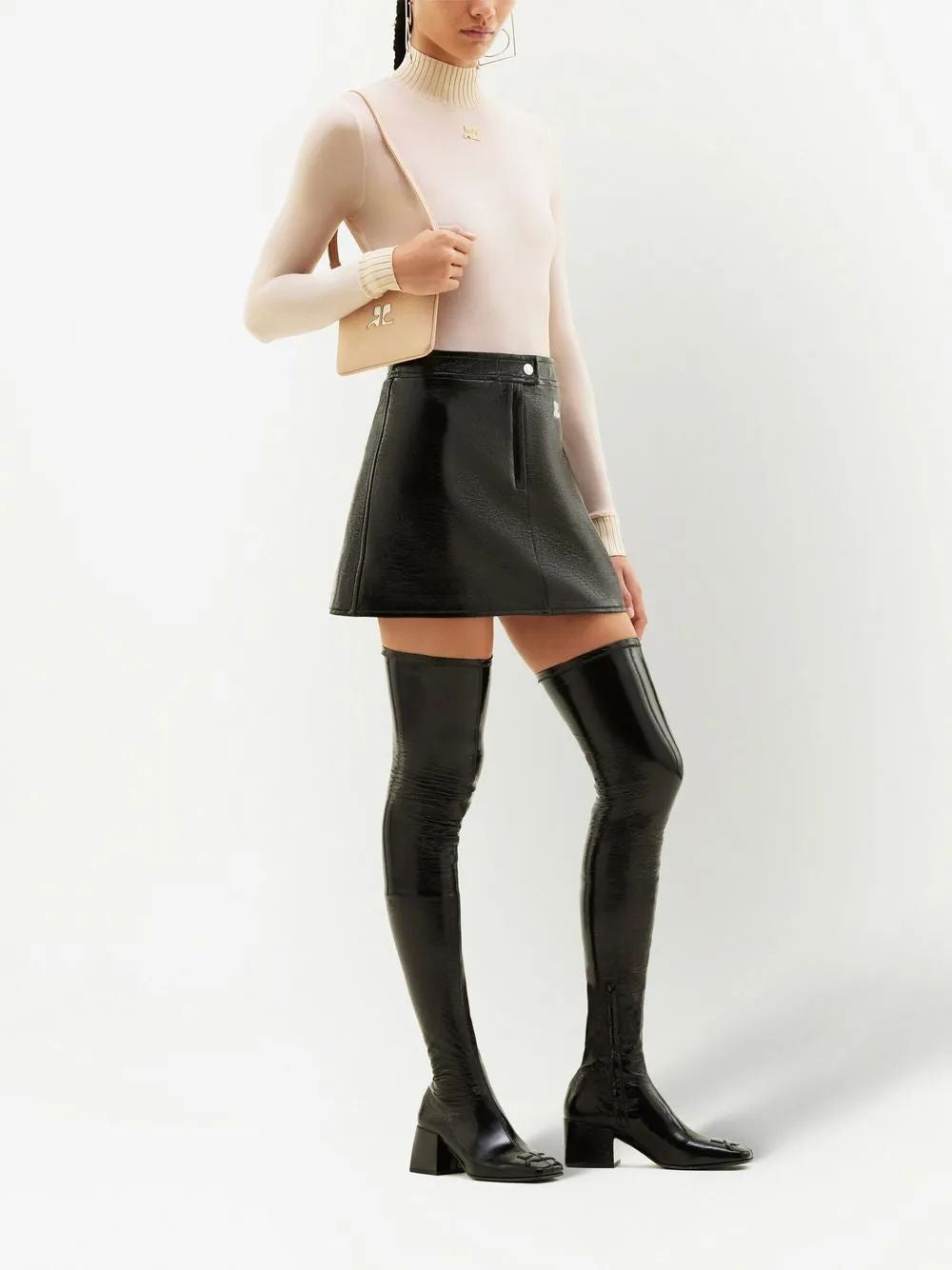 COURREGÈS Stylish Vinyl Mini Skirt for Women - SS25 Collection