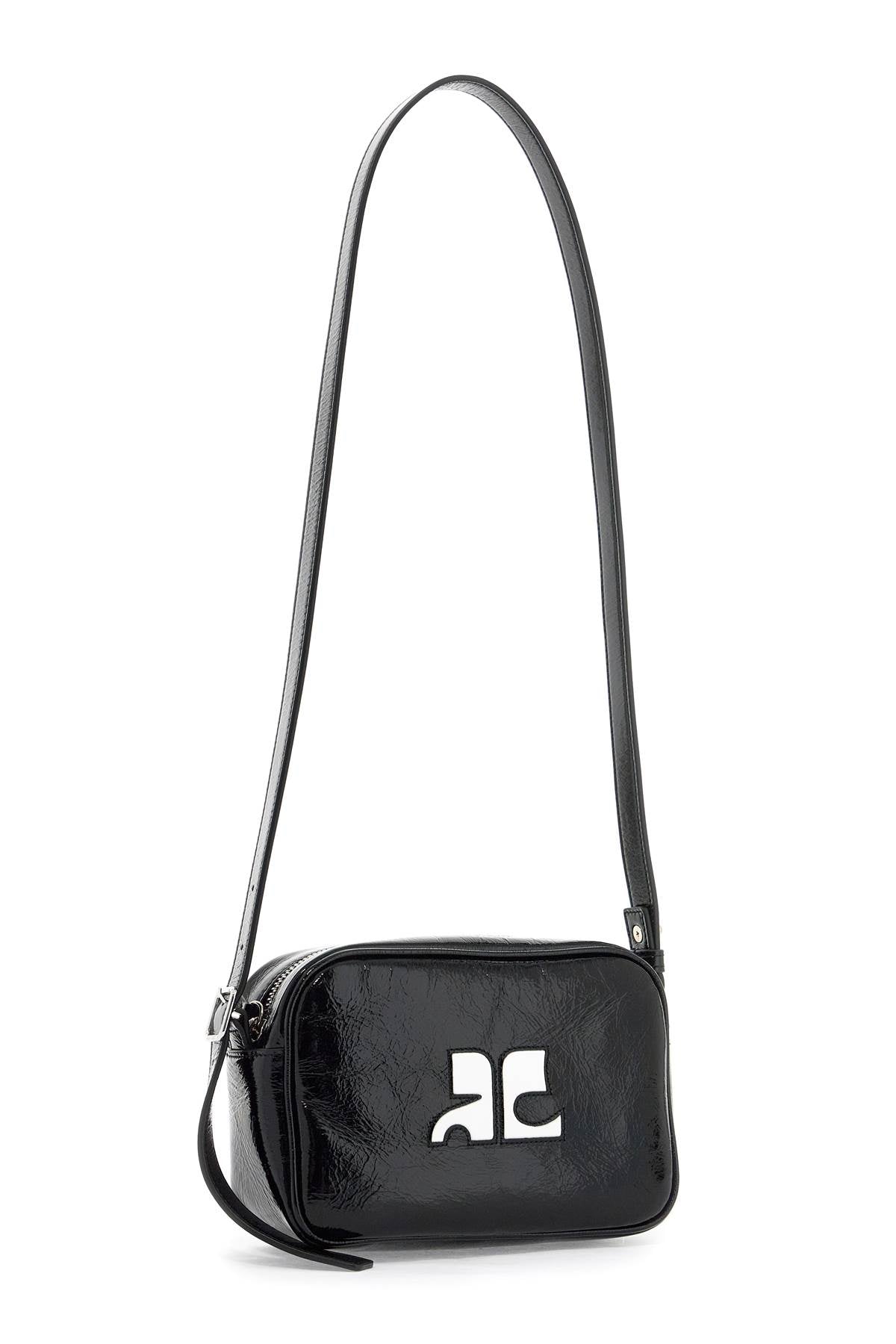 COURREGÈS Mini Varnished Leather Crossbody Handbag