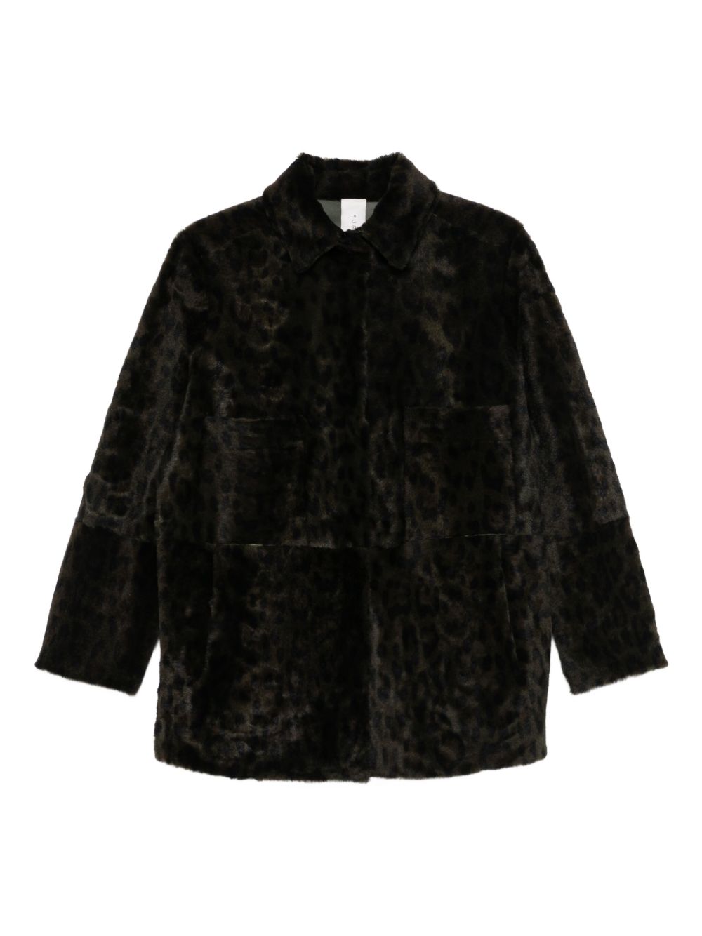 FURLING BY GIANI Leopard Print Shearling Leather Jacket with Collared Neckline for Women