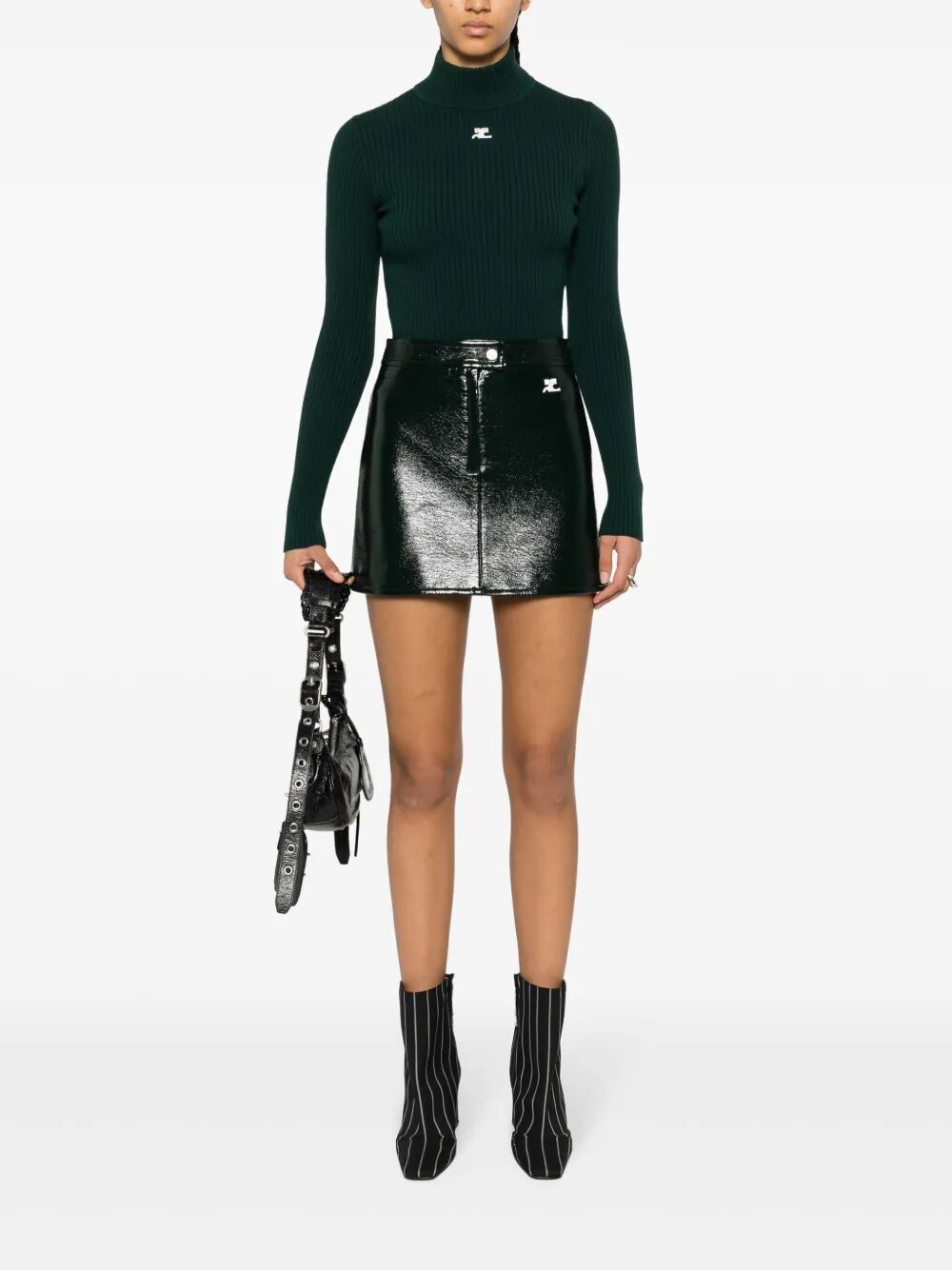 COURREGÈS Re-Edition Rib Knit Mockneck Sweater for Women - FW25