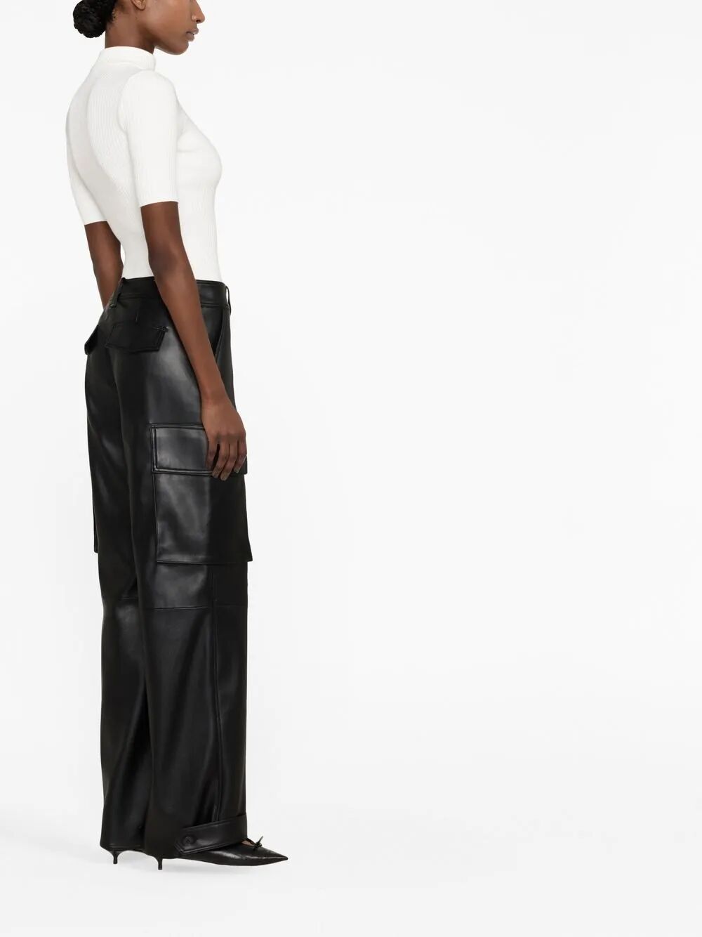 COURREGÈS Reedition Short Sleeves Ribbed Knit Sweater