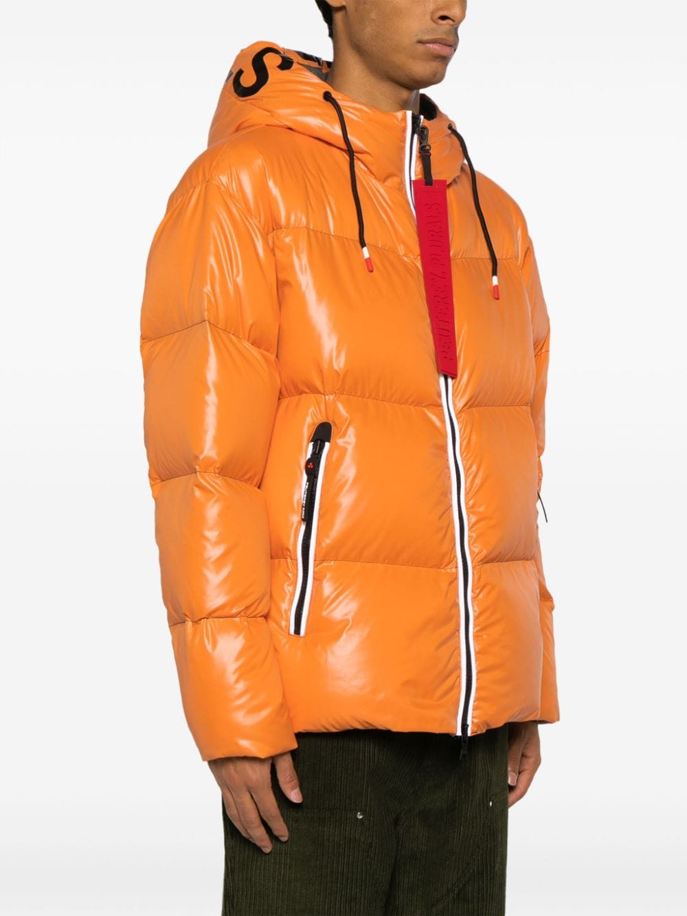 PEUTEREY Men's High-Shine Down Jacket with Drawstring Hood