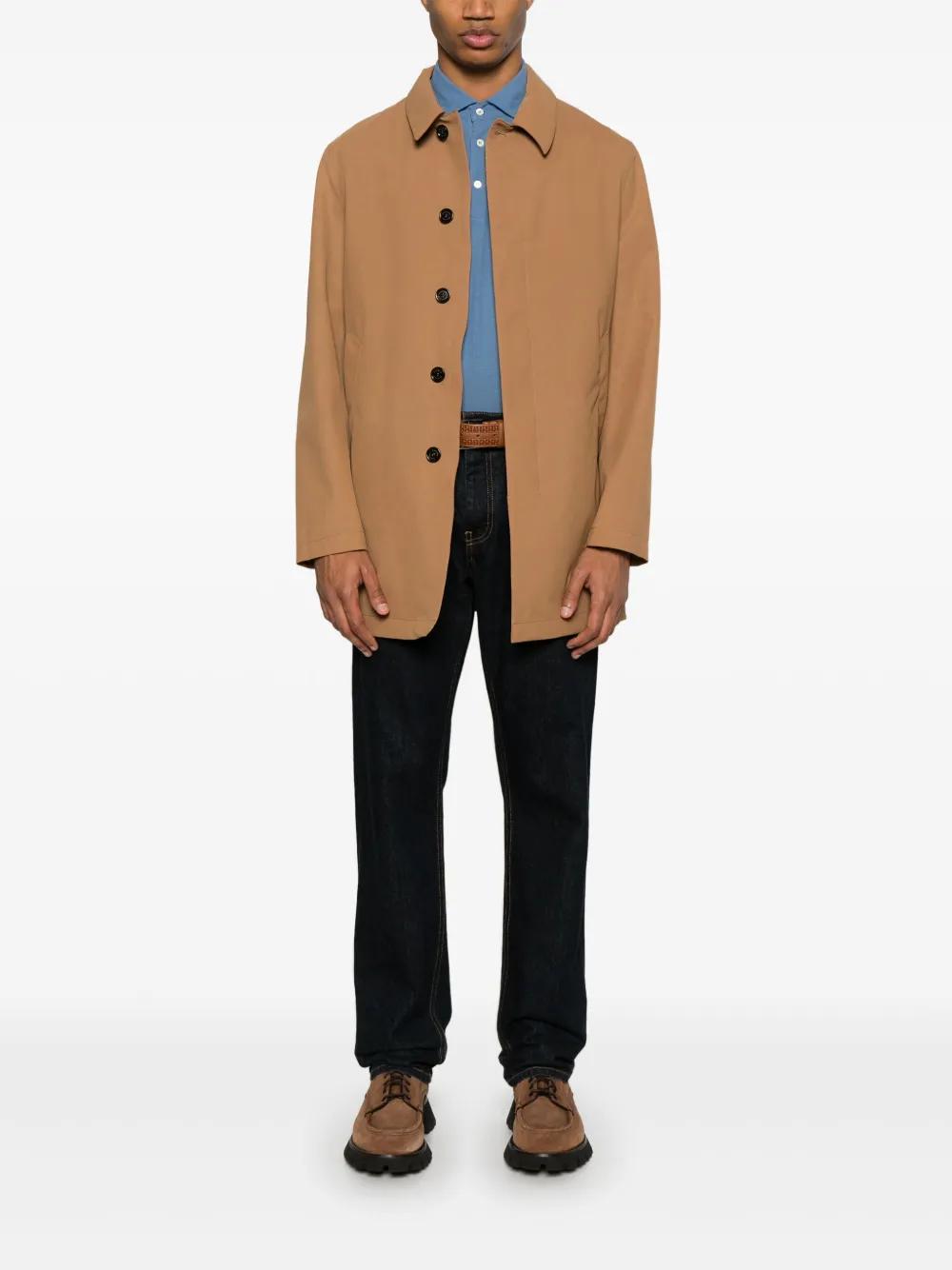 PEUTEREY Men's Parka Jacket with Concealed Front Button Fastening