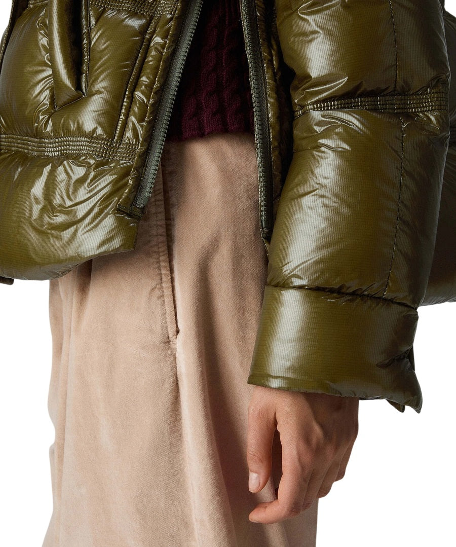 PEUTEREY Medium Length Puffer Jacket with Detachable Fur Trim