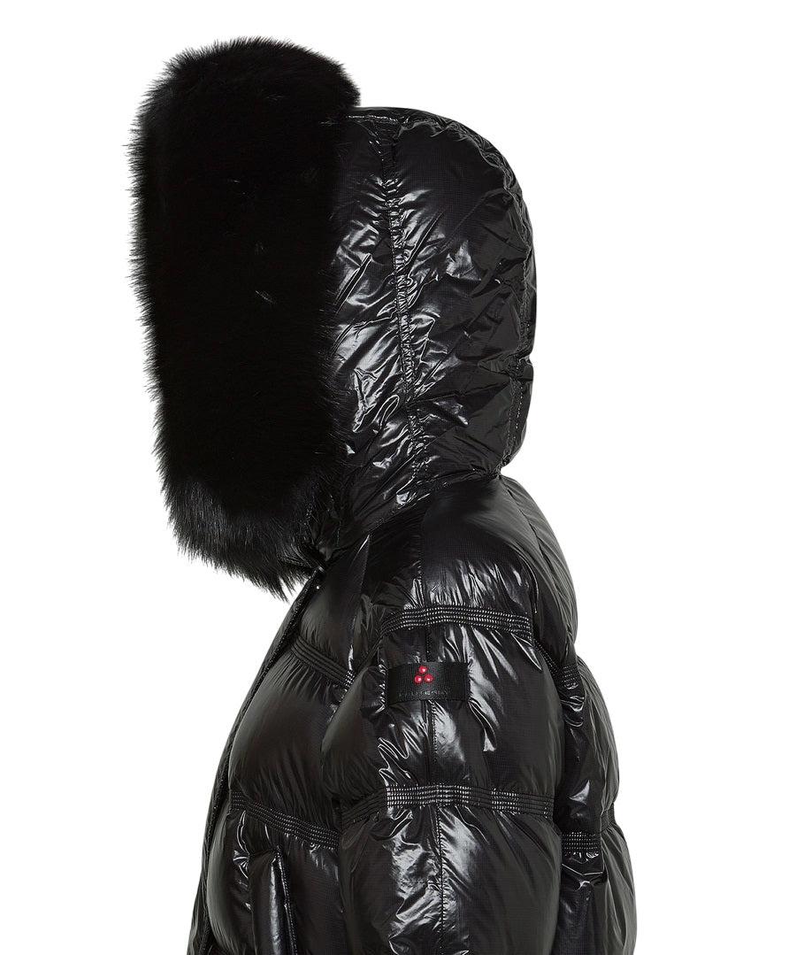 PEUTEREY Medium Length Puffer Jacket with Detachable Fur Trim