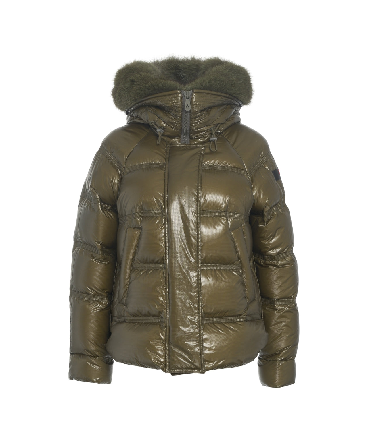 PEUTEREY Quilted Puffer Jacket with Removable Fur Hood