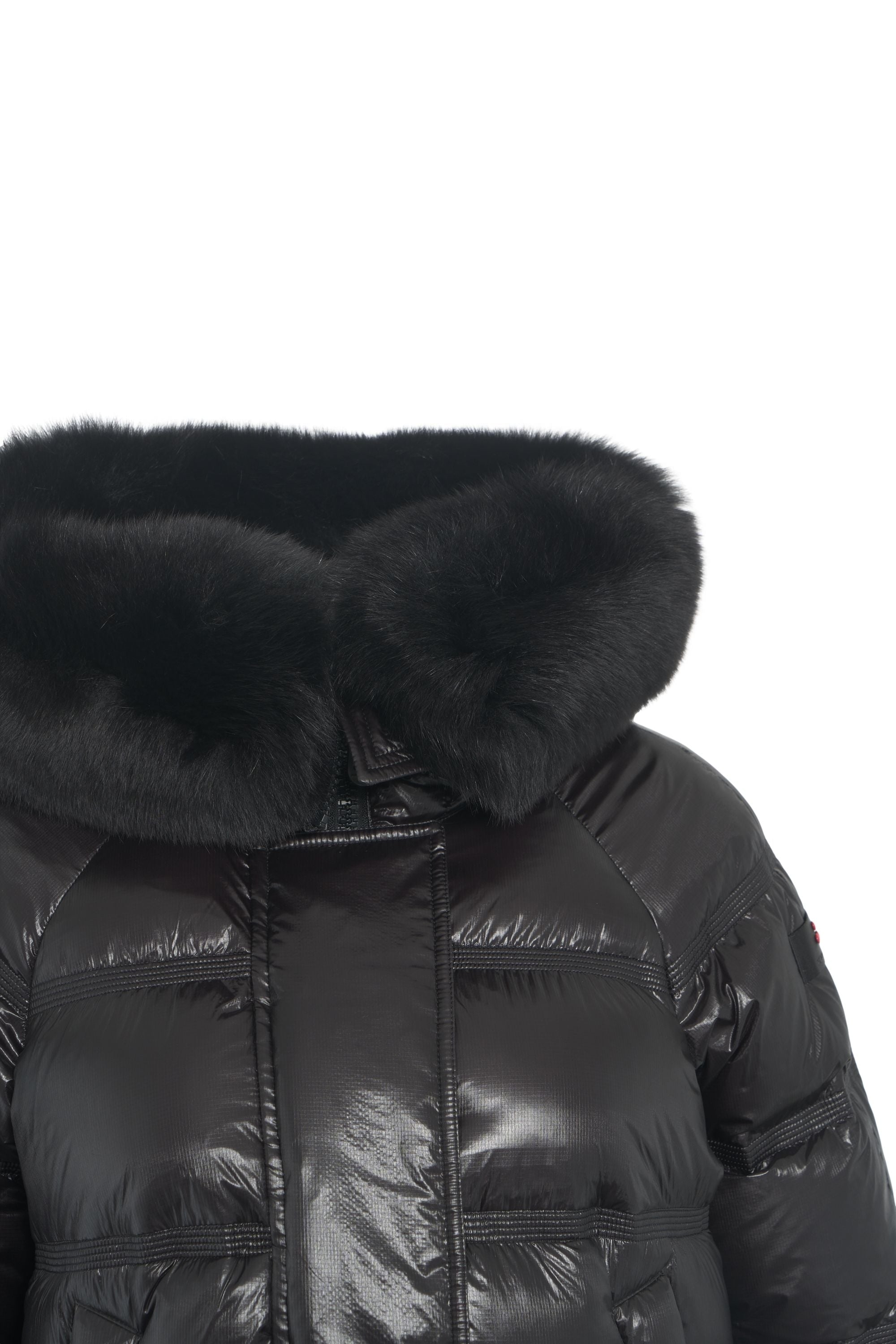 PEUTEREY Mini Puffer Jacket with Removable Fur Hood