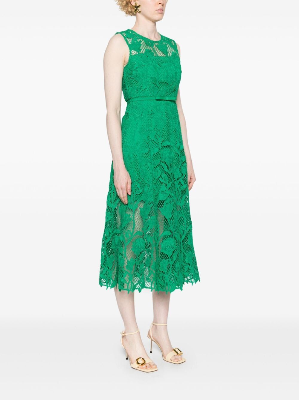 SELF-PORTRAIT Lace Sleeveless Midi Dress