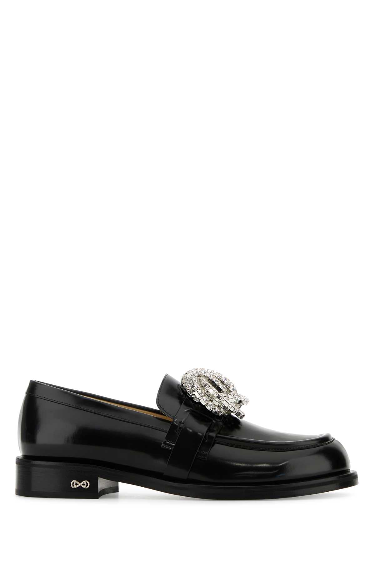 MACH & MACH Black Leather Galaxy Loafers (30MM) for Women