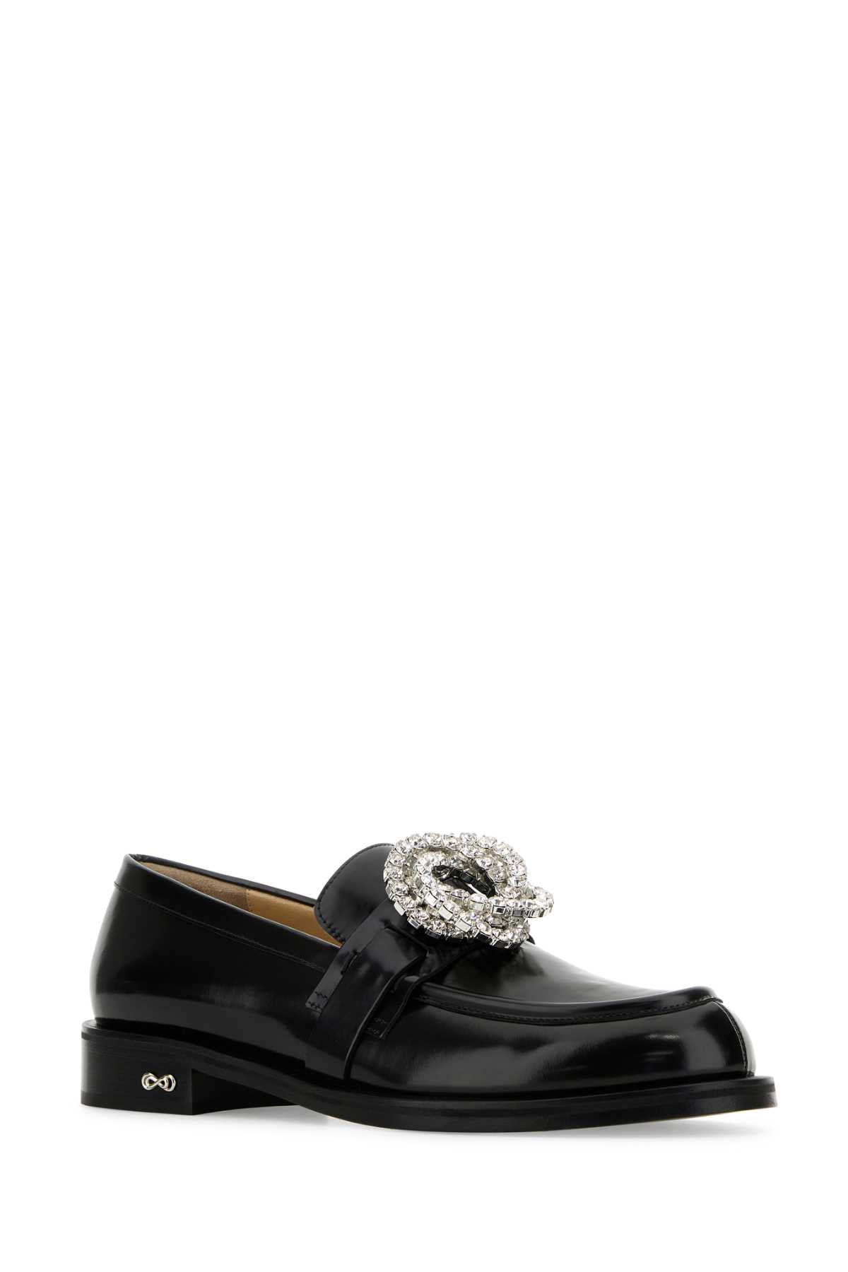 MACH & MACH Black Leather Galaxy Loafers (30MM) for Women