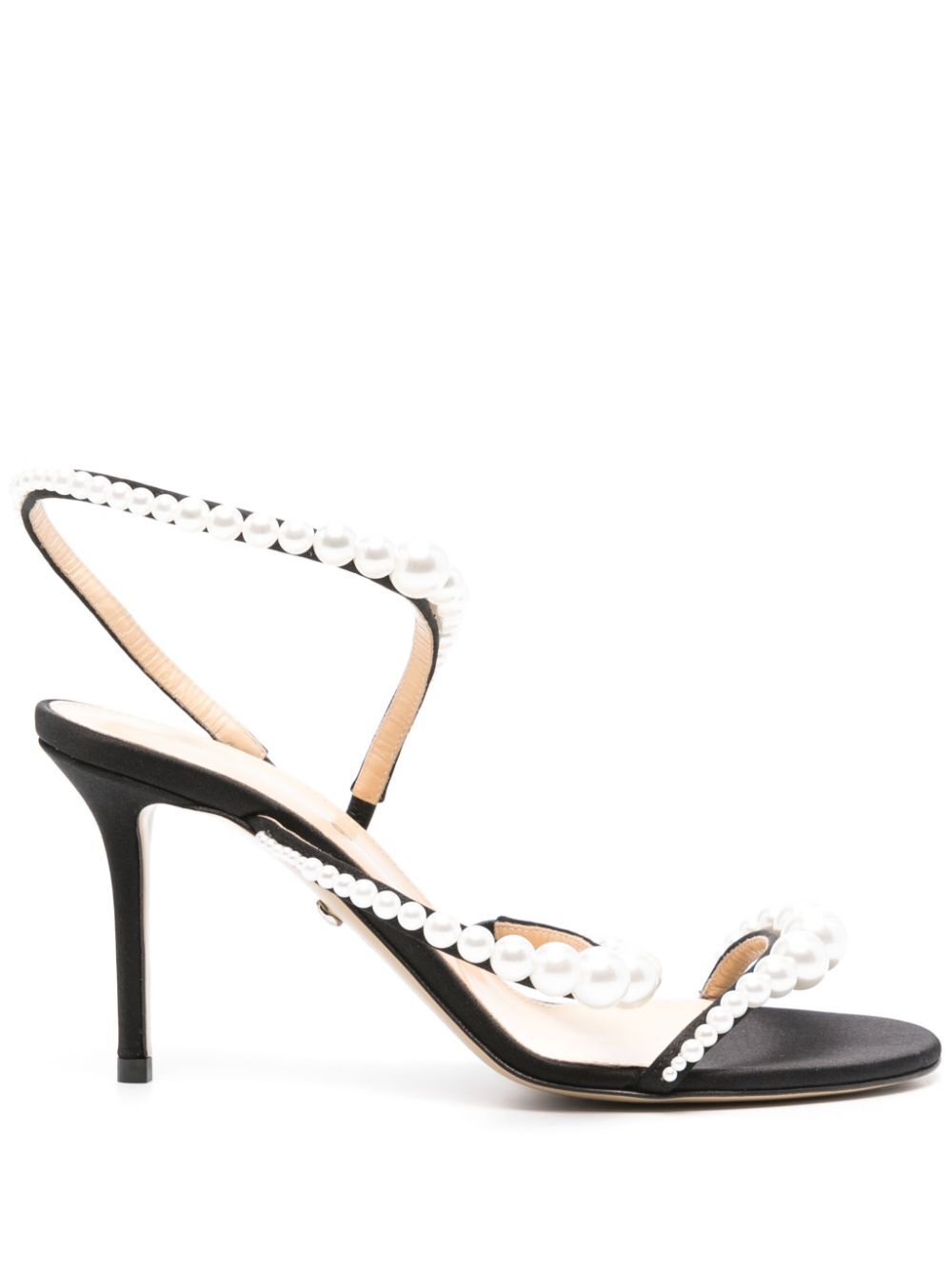 MACH & MACH Satin Round Toe Pearl Sandals