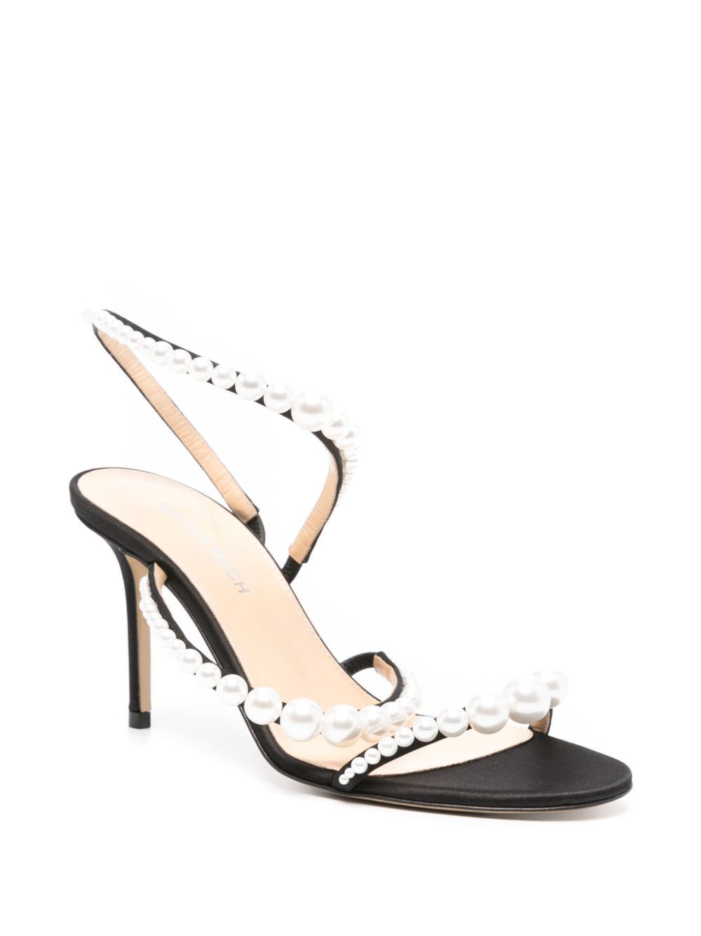MACH & MACH Satin Round Toe Pearl Sandals
