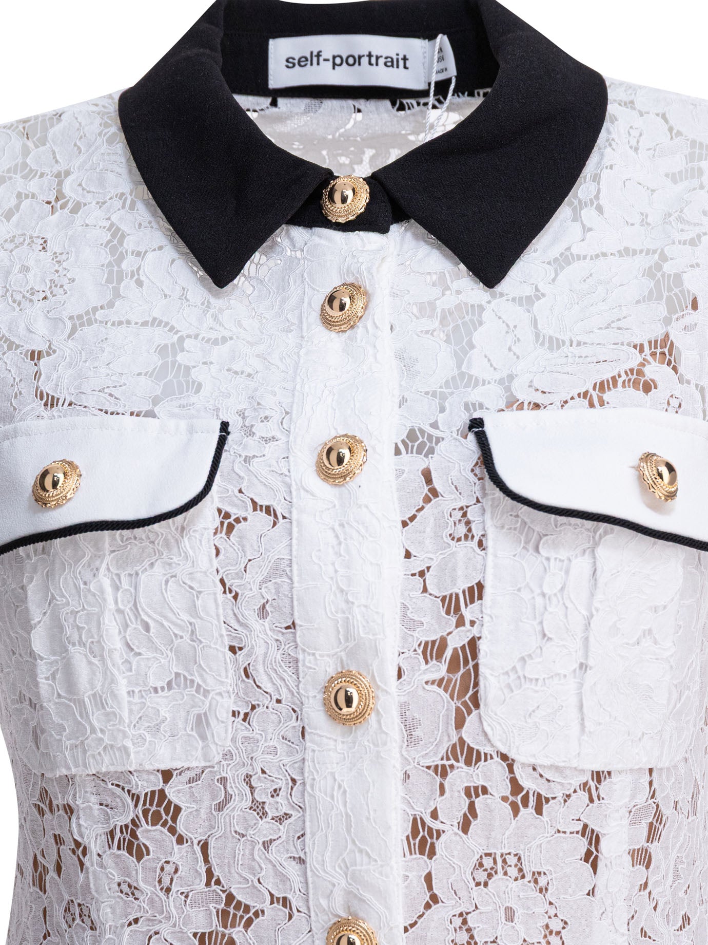 SELF-PORTRAIT Chic Lace Mini Dress with Front Pockets