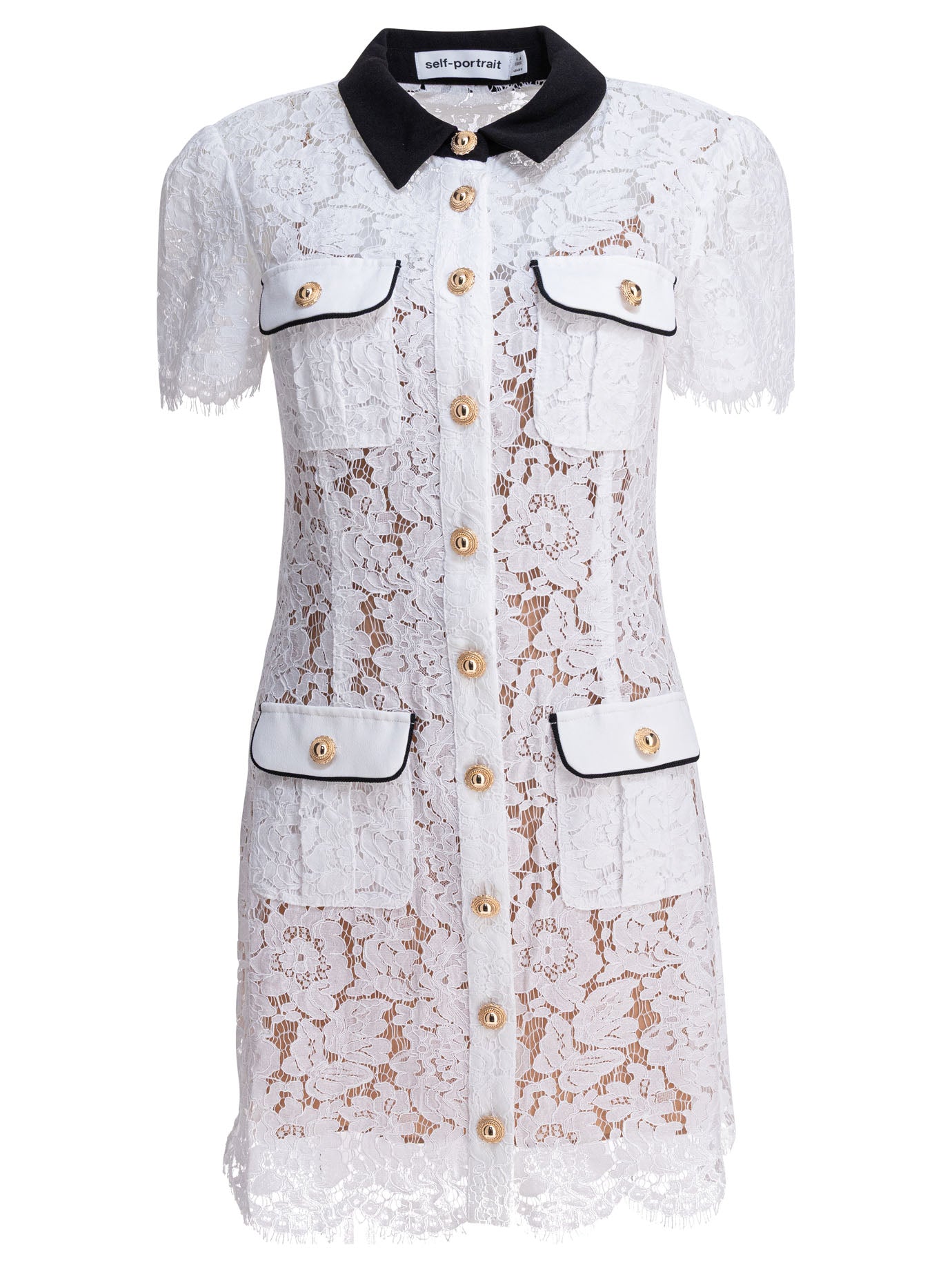 SELF-PORTRAIT Fitted Lace Mini Dress - Size 6 UK