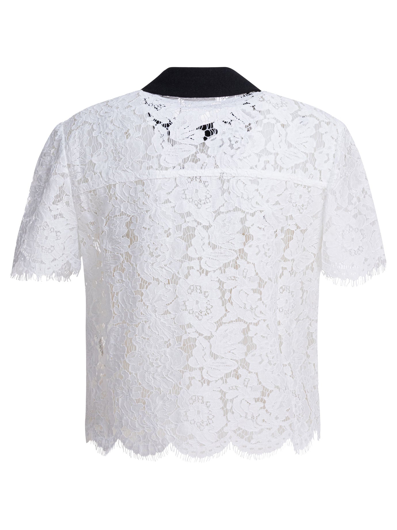 SELF-PORTRAIT Lace Contrast Collar Top