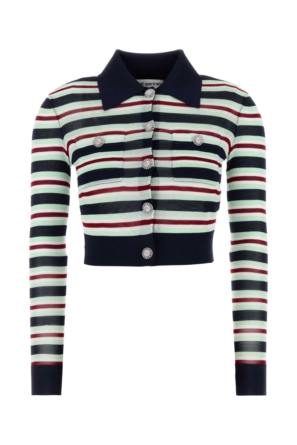 SELF-PORTRAIT Embroidered Viscose Knit Cardigan