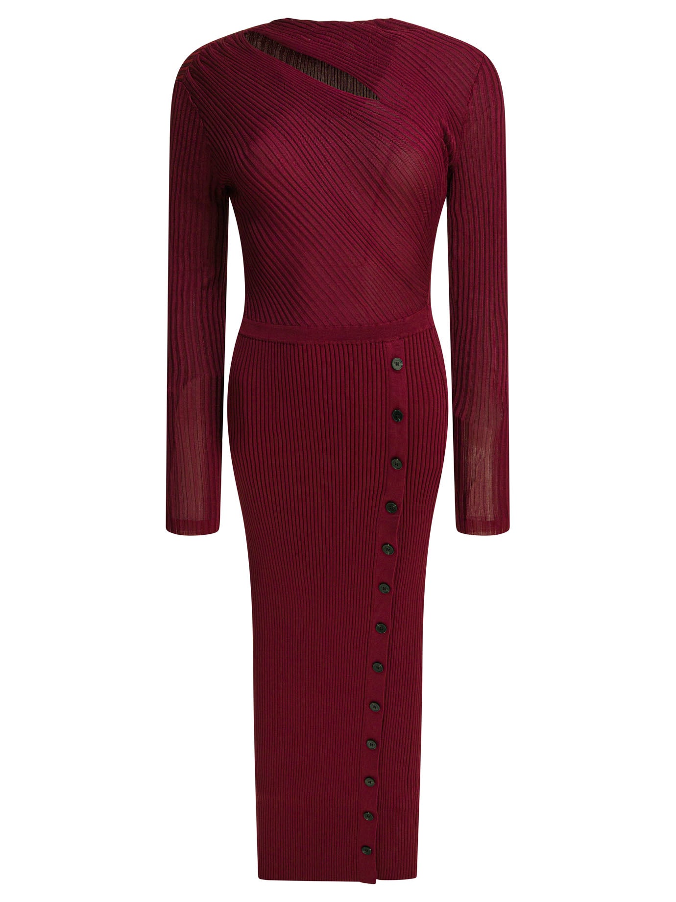 SELF-PORTRAIT Cut Out Rib Knit Midi Dress