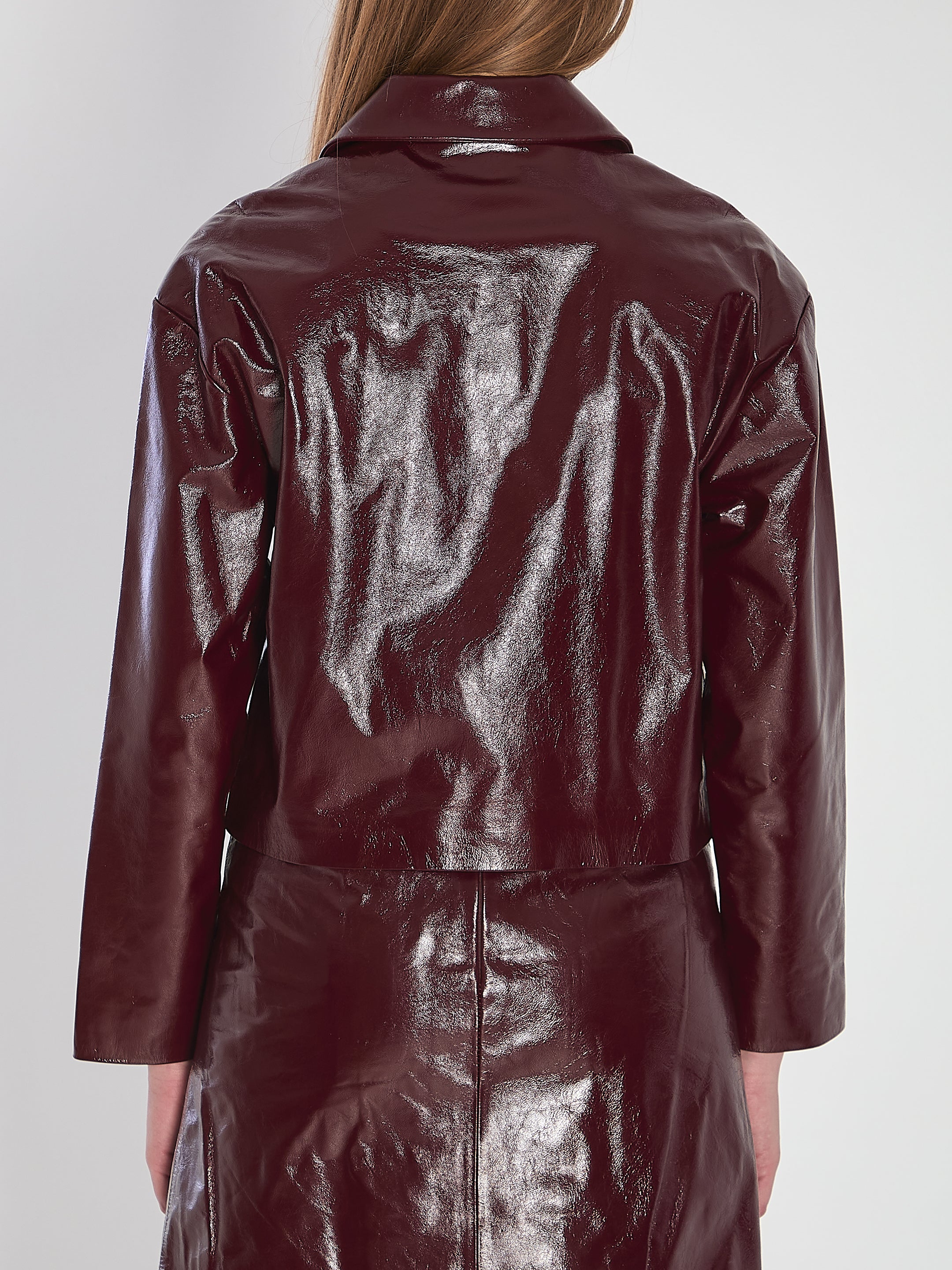 SELF-PORTRAIT Lambskin Jacket with Shirt Style Collar