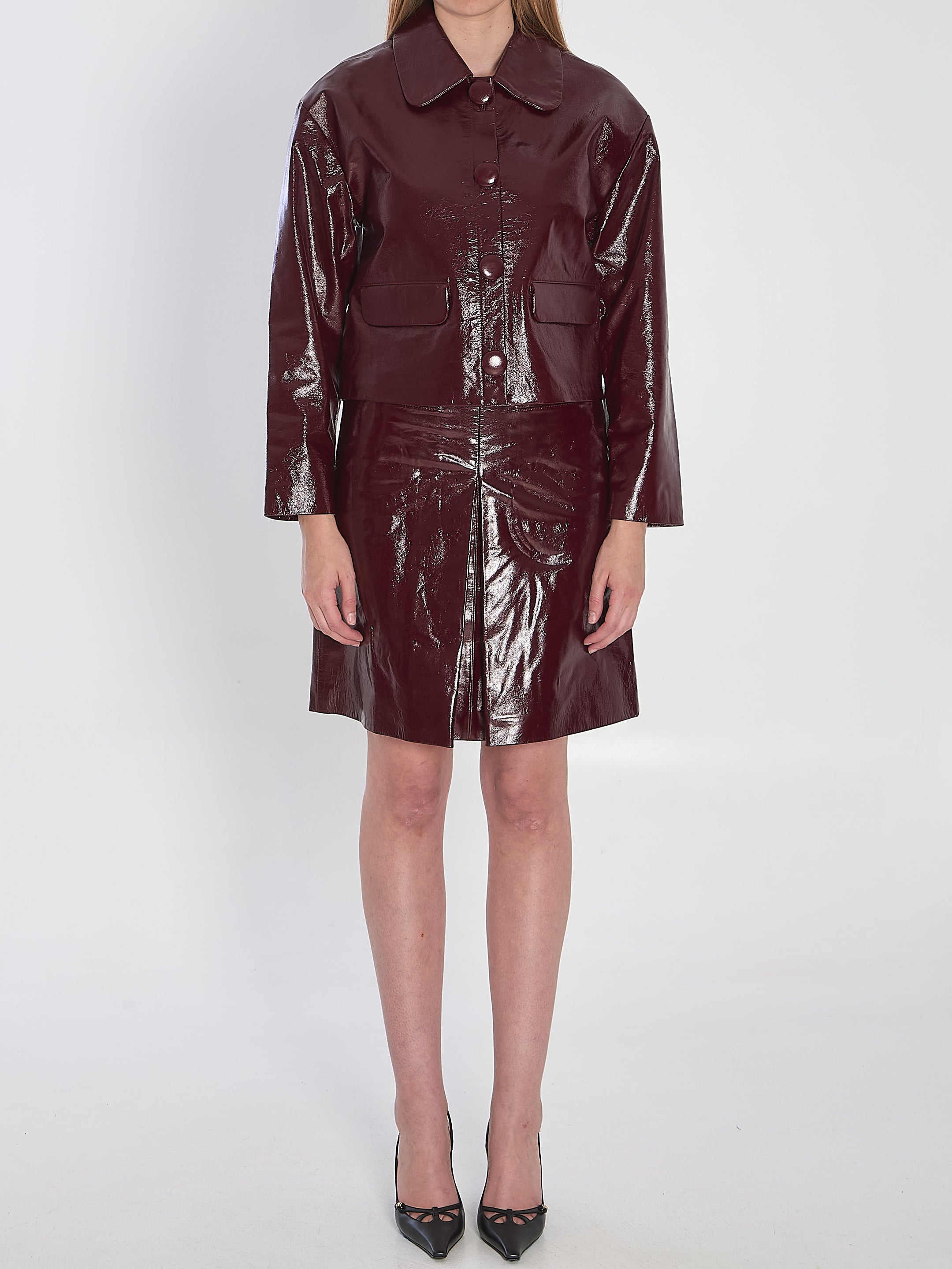 SELF-PORTRAIT Chic A-Line Leather Mini Skirt