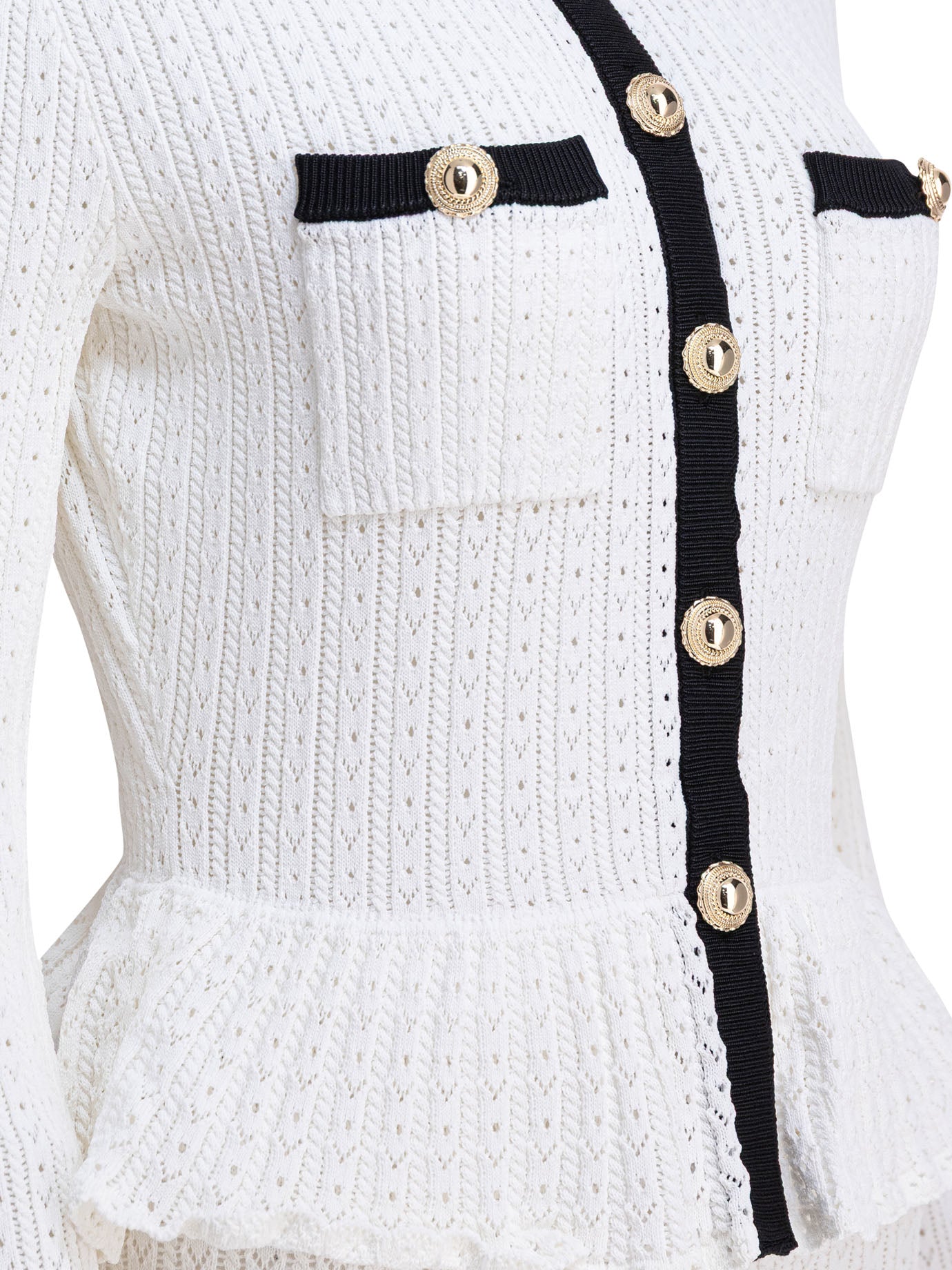 SELF-PORTRAIT Midi Pointelle Knit Contrast Dress for Women