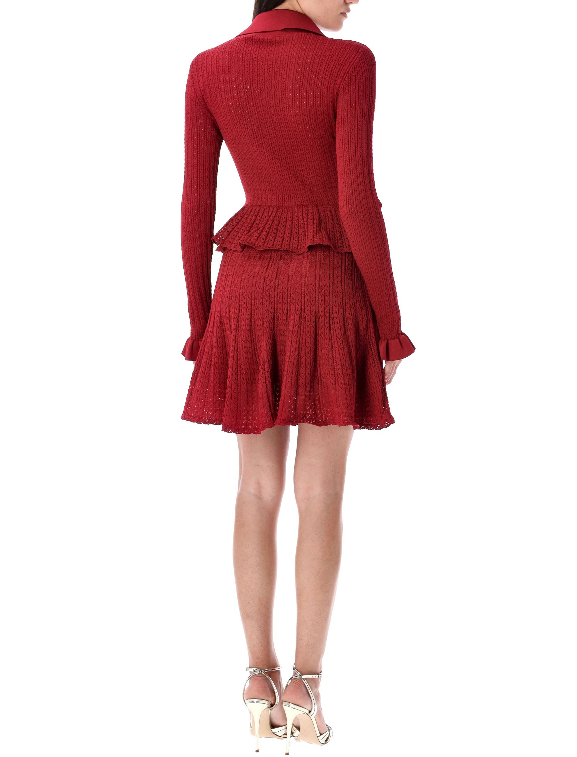 SELF-PORTRAIT Pointelle Knit Mini Dress - Size S