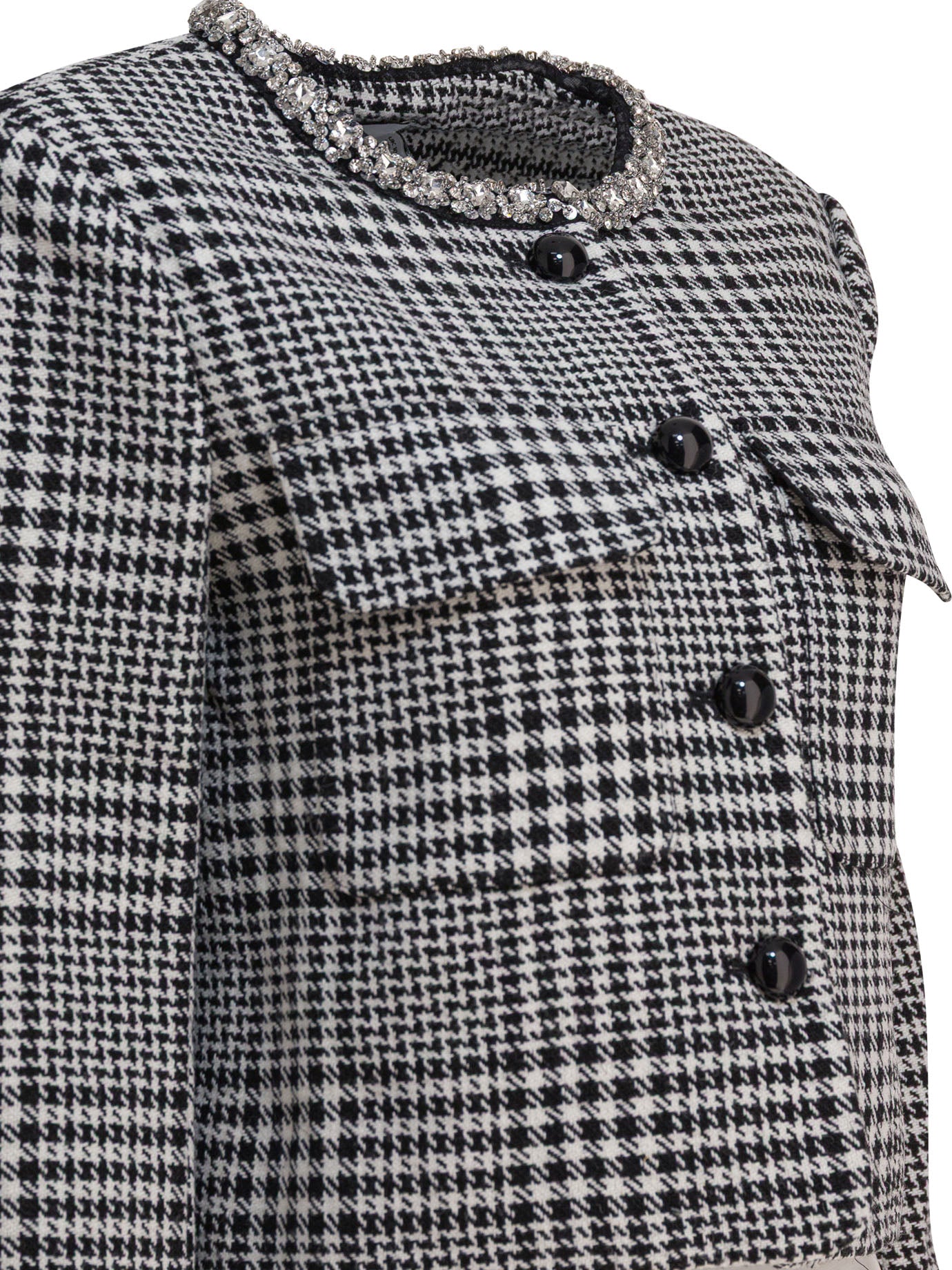 SELF-PORTRAIT Women's Houndstooth Crystal Trim Jacket