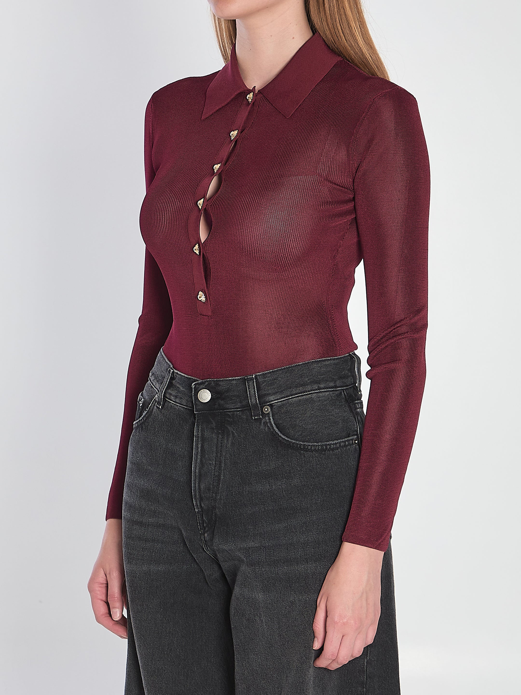 SELF-PORTRAIT Ribbed Collar Knit Bodysuit for Women