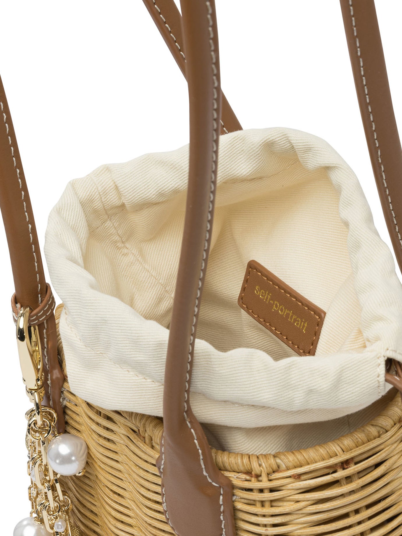 SELF-PORTRAIT Mini Rattan Shoulder Handbag 14x10x14 CM
