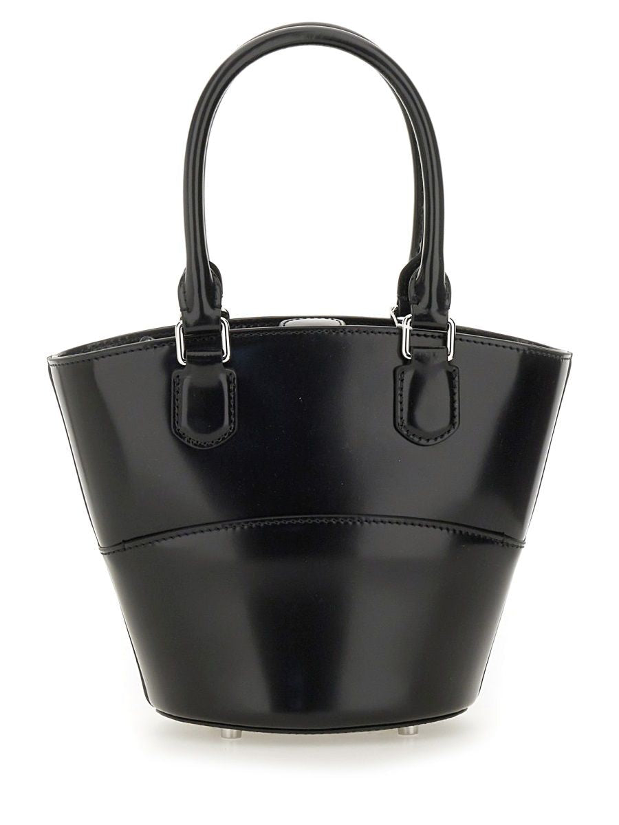 SELF-PORTRAIT Leather Tote Handbag with Charm