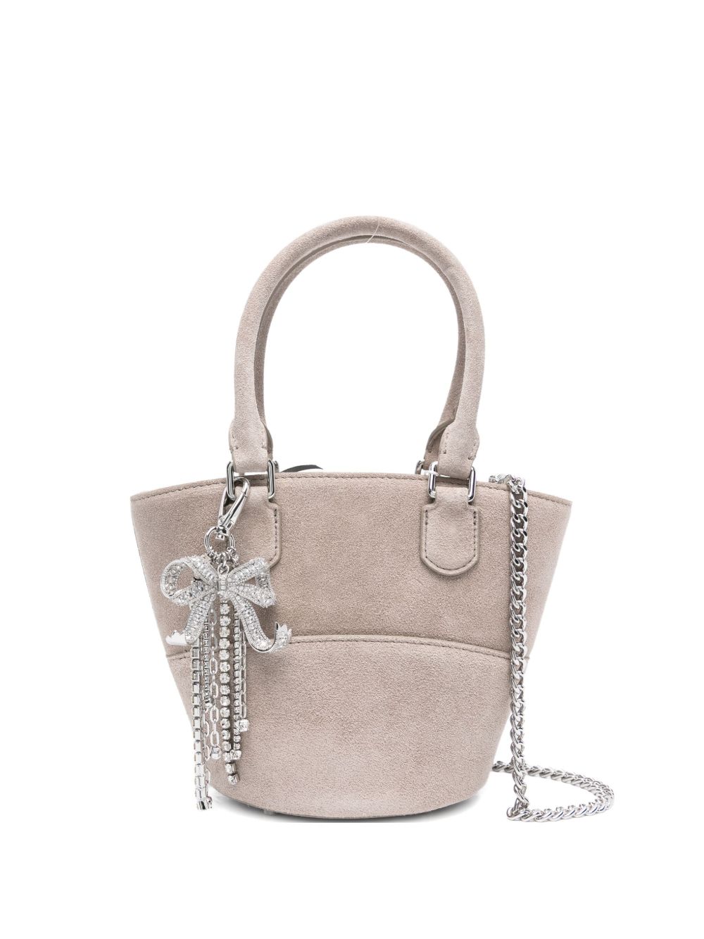 SELF-PORTRAIT Suede Tote Handbag with Crystal Embellishment
