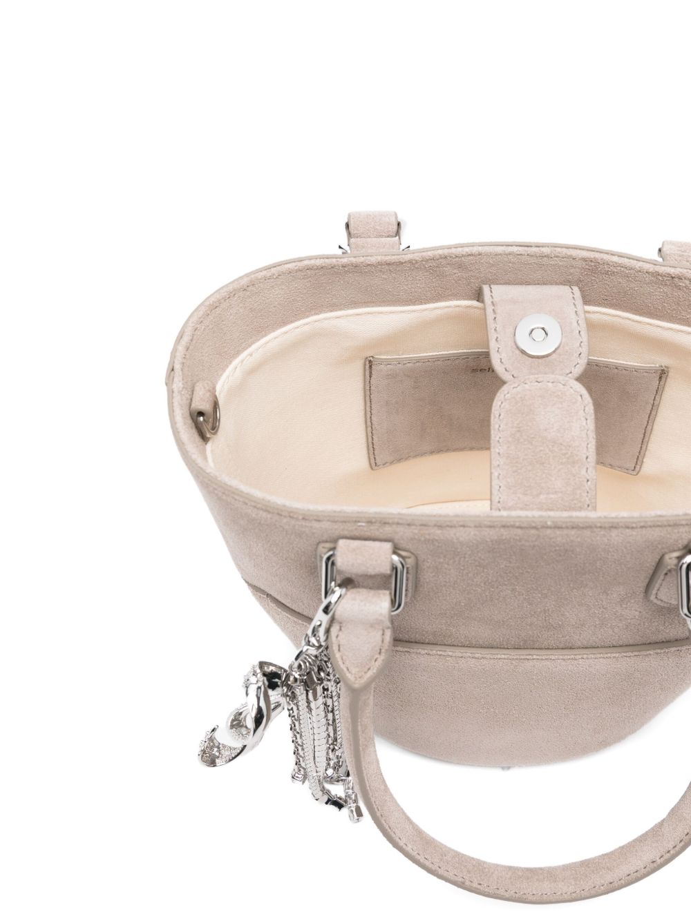 SELF-PORTRAIT Suede Tote Handbag with Crystal Embellishment