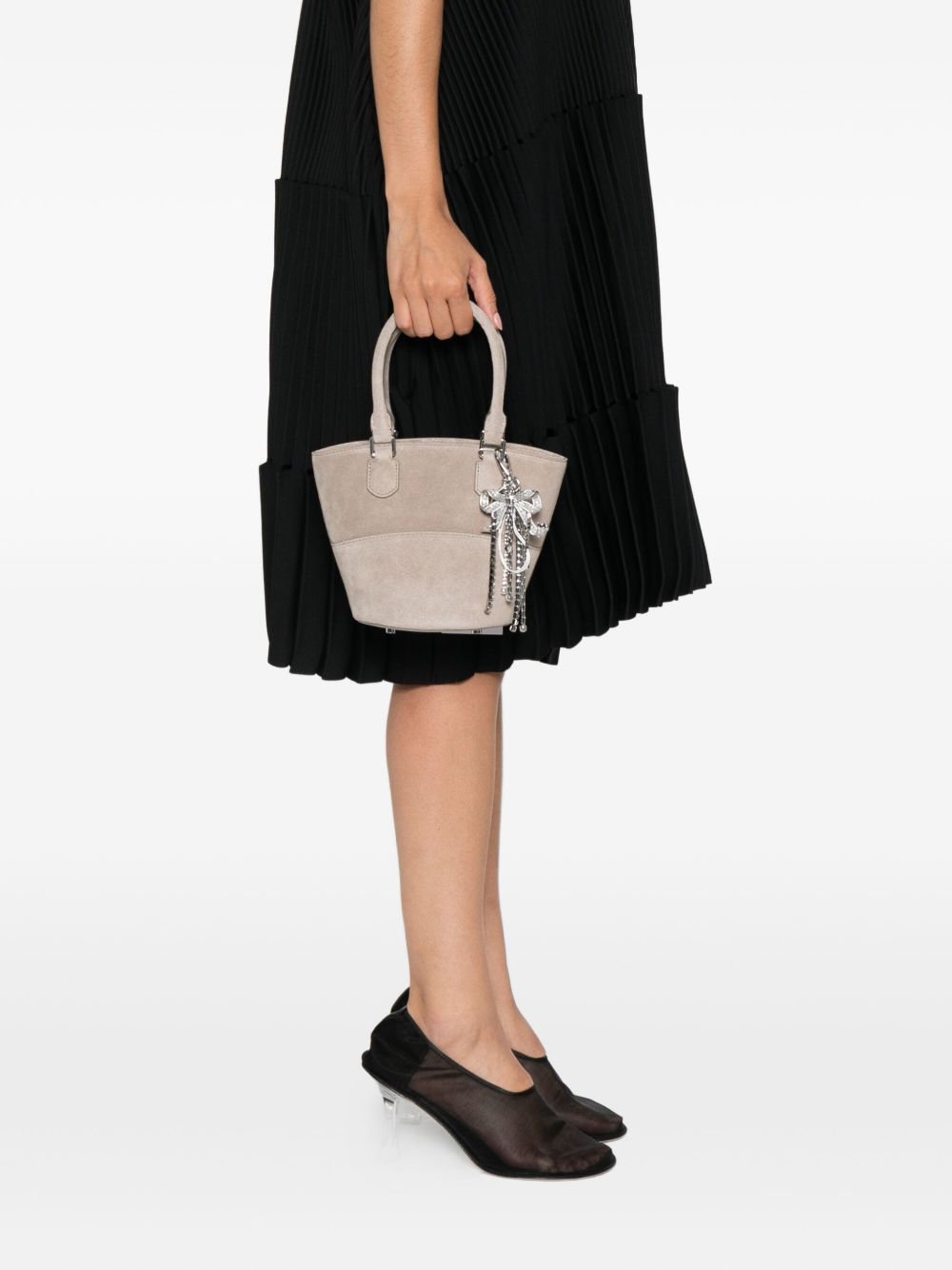 SELF-PORTRAIT Suede Tote Handbag with Crystal Embellishment