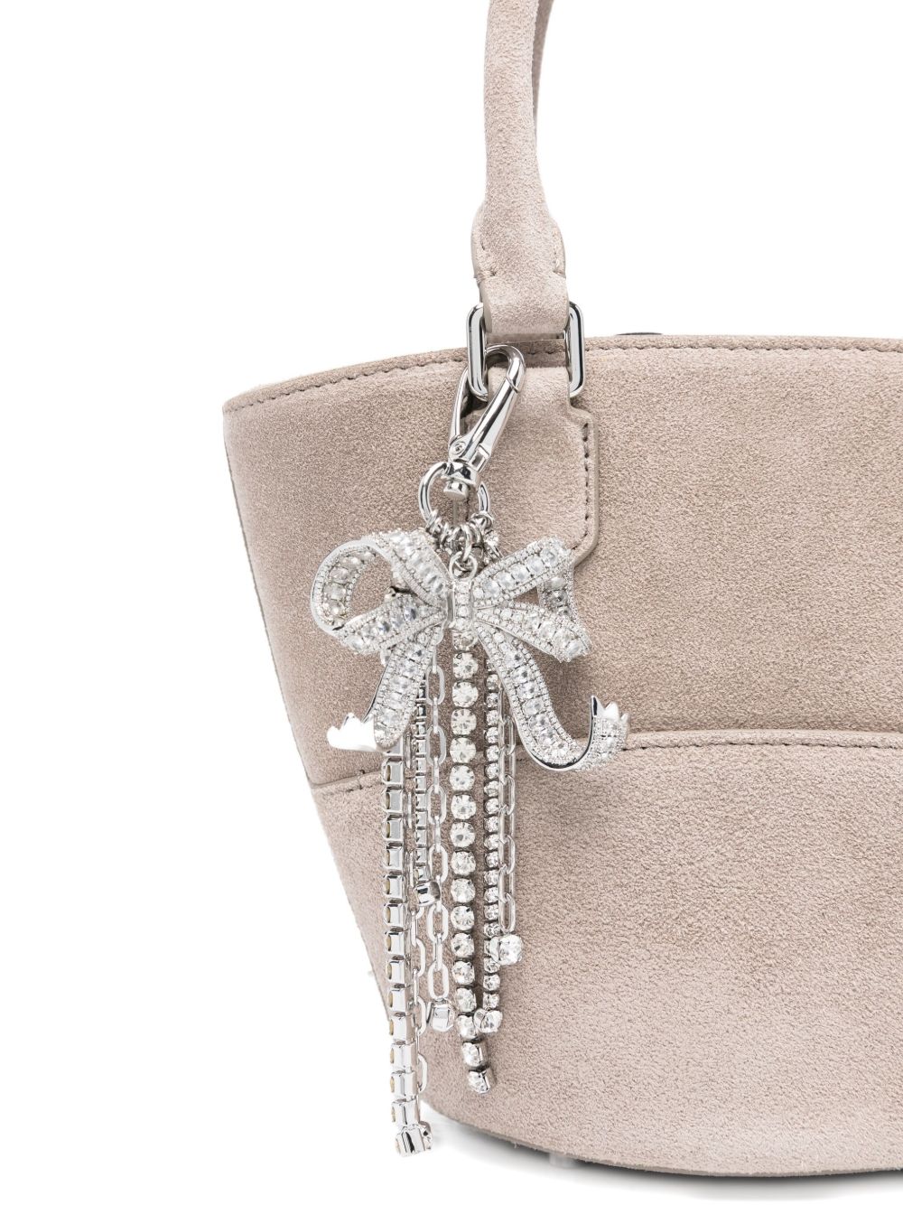 SELF-PORTRAIT Suede Tote Handbag with Crystal Embellishment